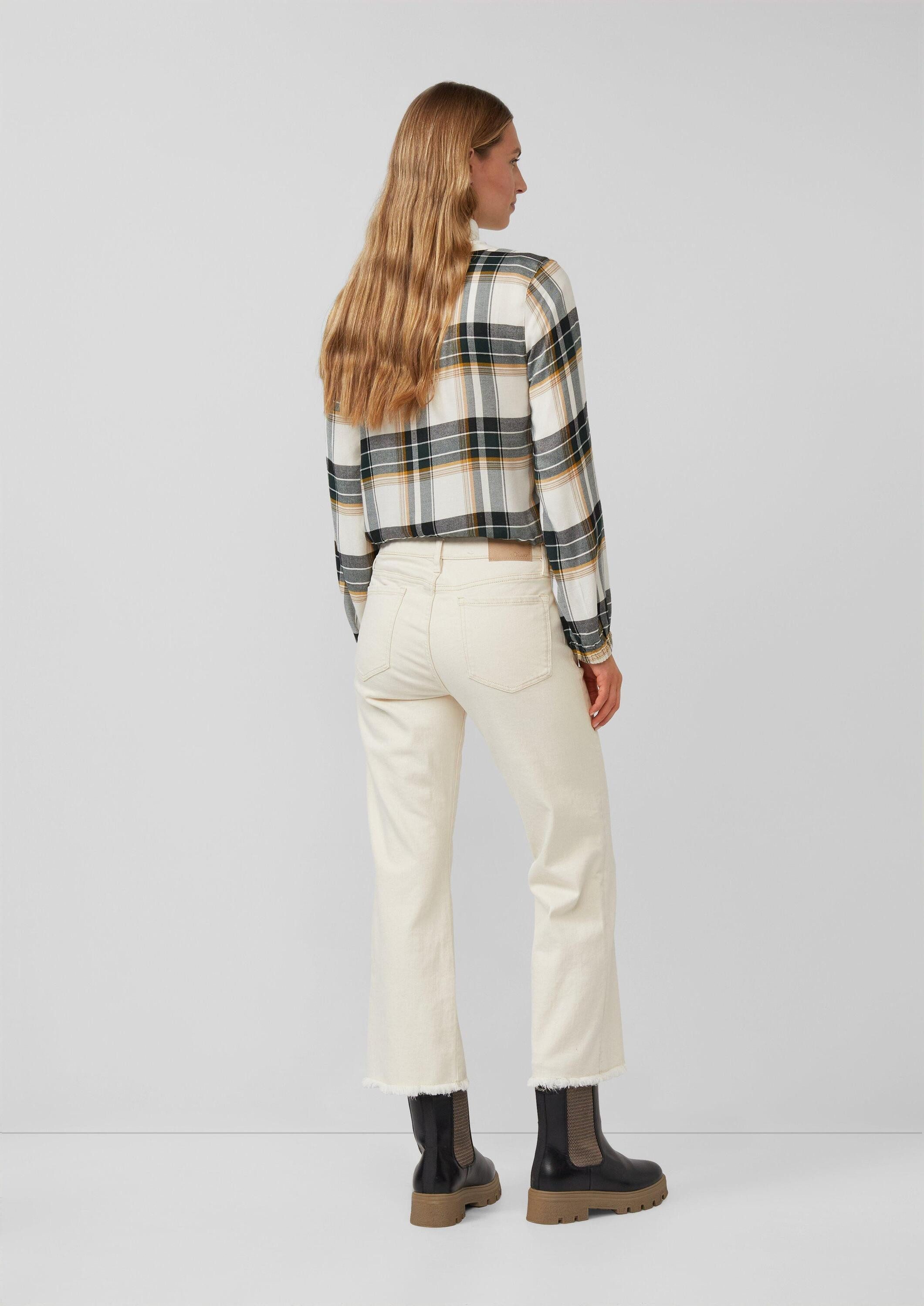 s.Oliver Weite Jeans Jeans-Hose Cropped Jeans / Slim Fit / Mid Rise / Flared Leg / Fransensaum