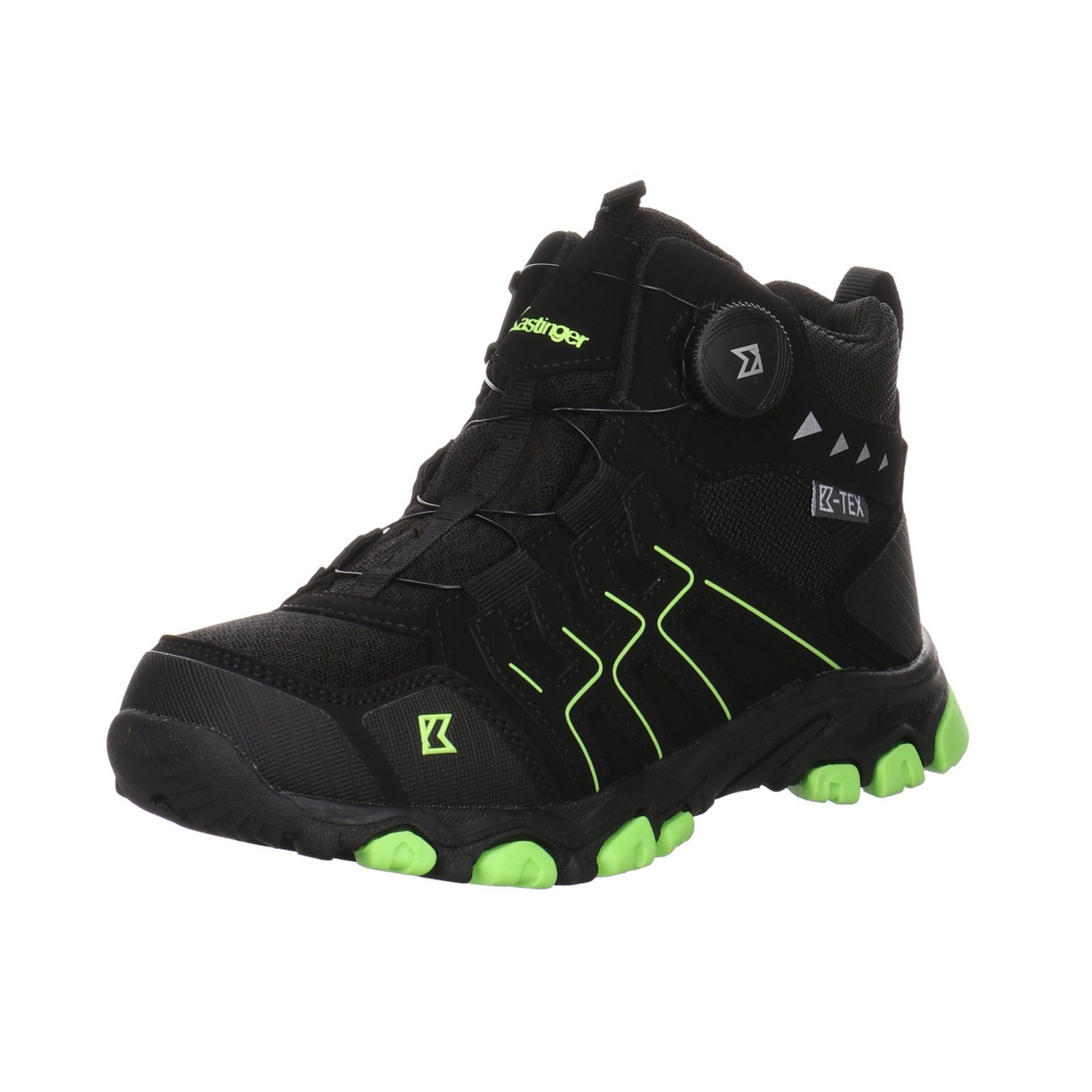 Kastinger Jungen Schnürhalbschuhe Kontio Outdoorschuh Schnürschuh Synthetikkombination Schwarz Lime