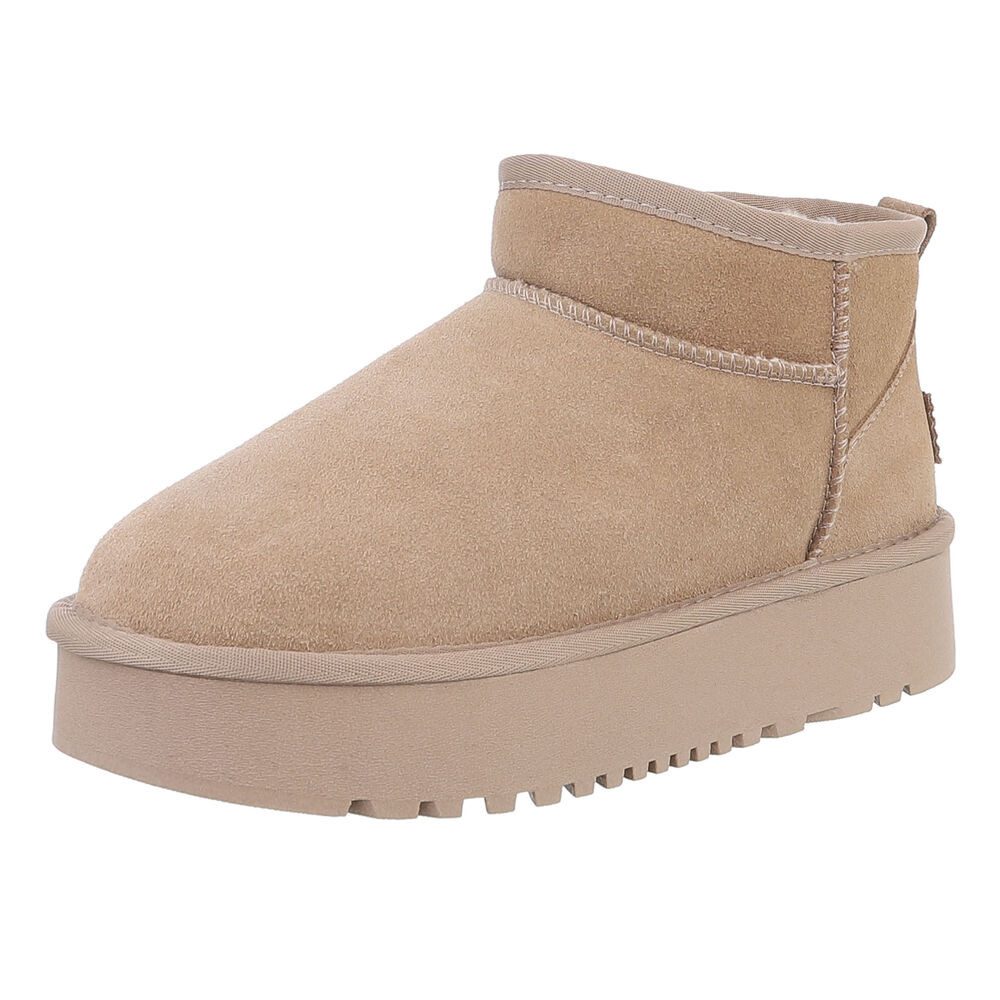 Ital-Design Stilvolle Damen-Lederschuhe für Freizeit und Alltag Снегоходы (88519334) Flach Stiefeletten in Hellbraun
