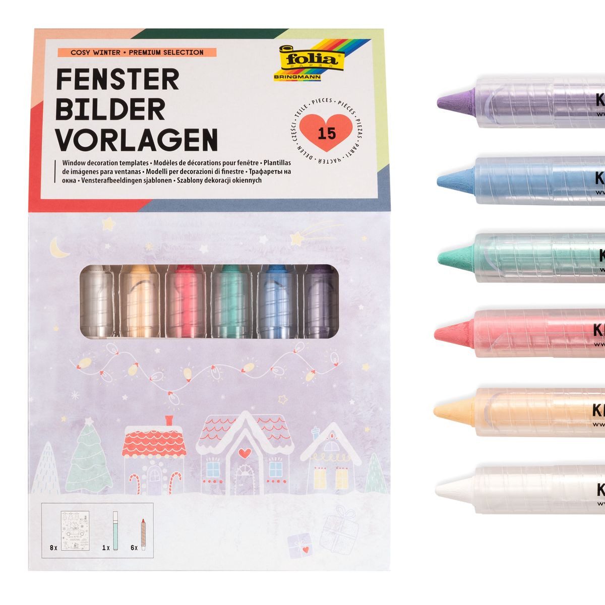 Folia Max Bringmann KG Fensterbild folia Fensterbilder Vorlagen Cosy Winter 15 Teile