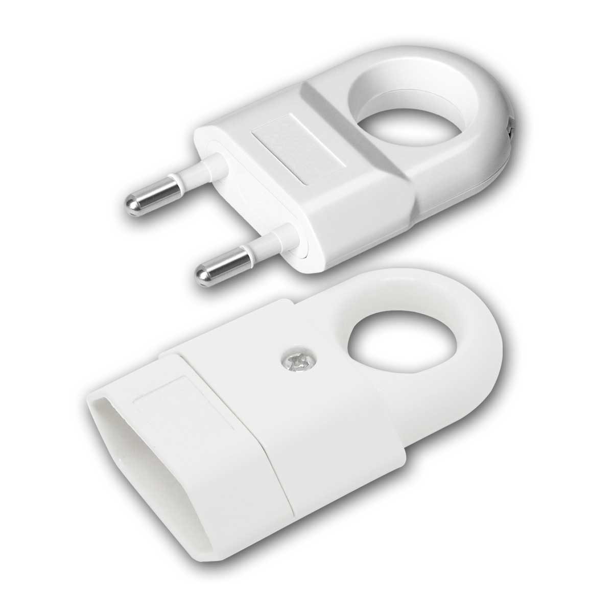 world-trading-net Euroflachstecker 3x Set Euro-Stecker & Euro-Buchse, weiß, 250V/10A
