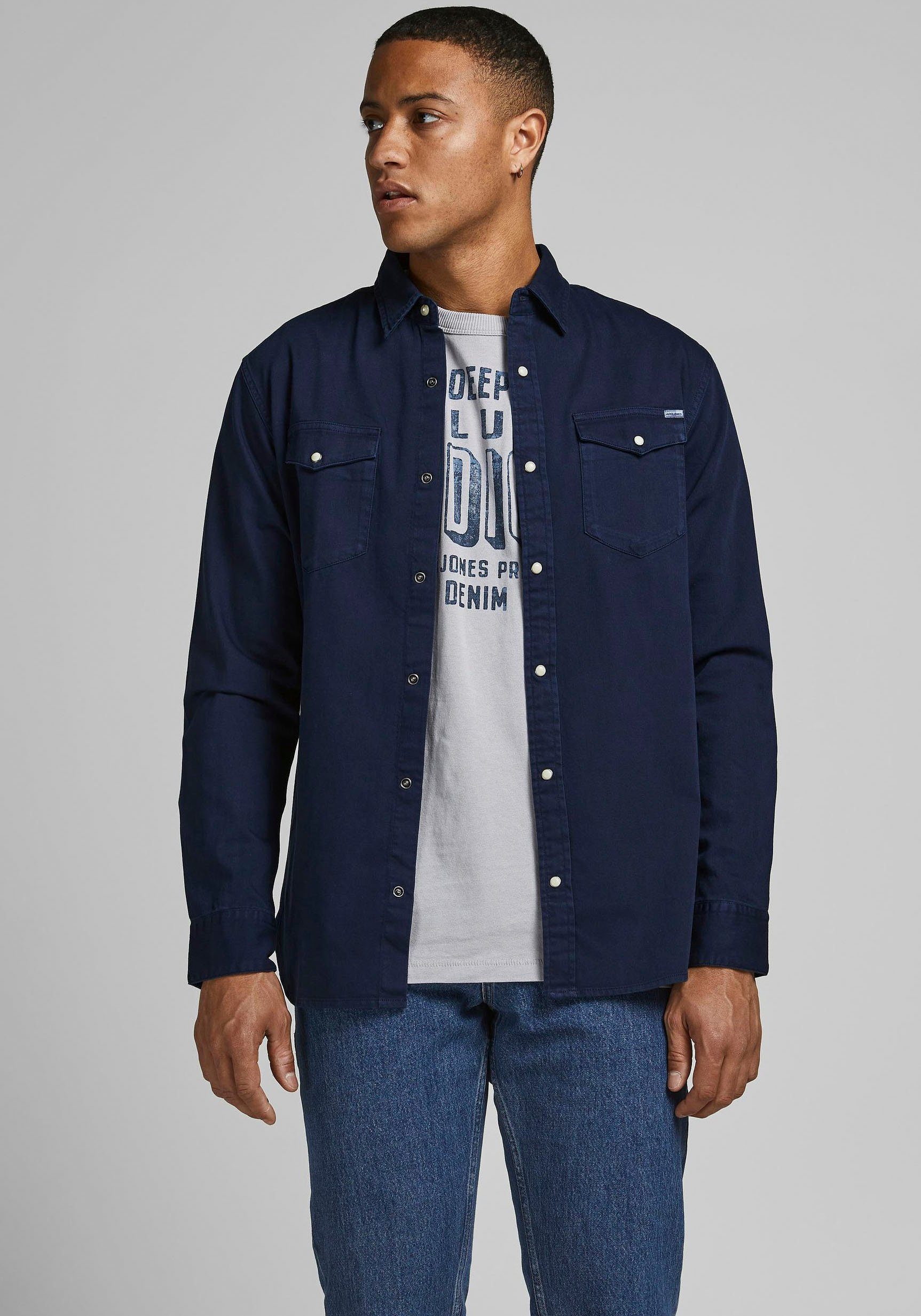 Jack & Jones Jeanshemd JJESHERIDAN im Workwear-Stil mit robuster Baumwollqu günstig online kaufen