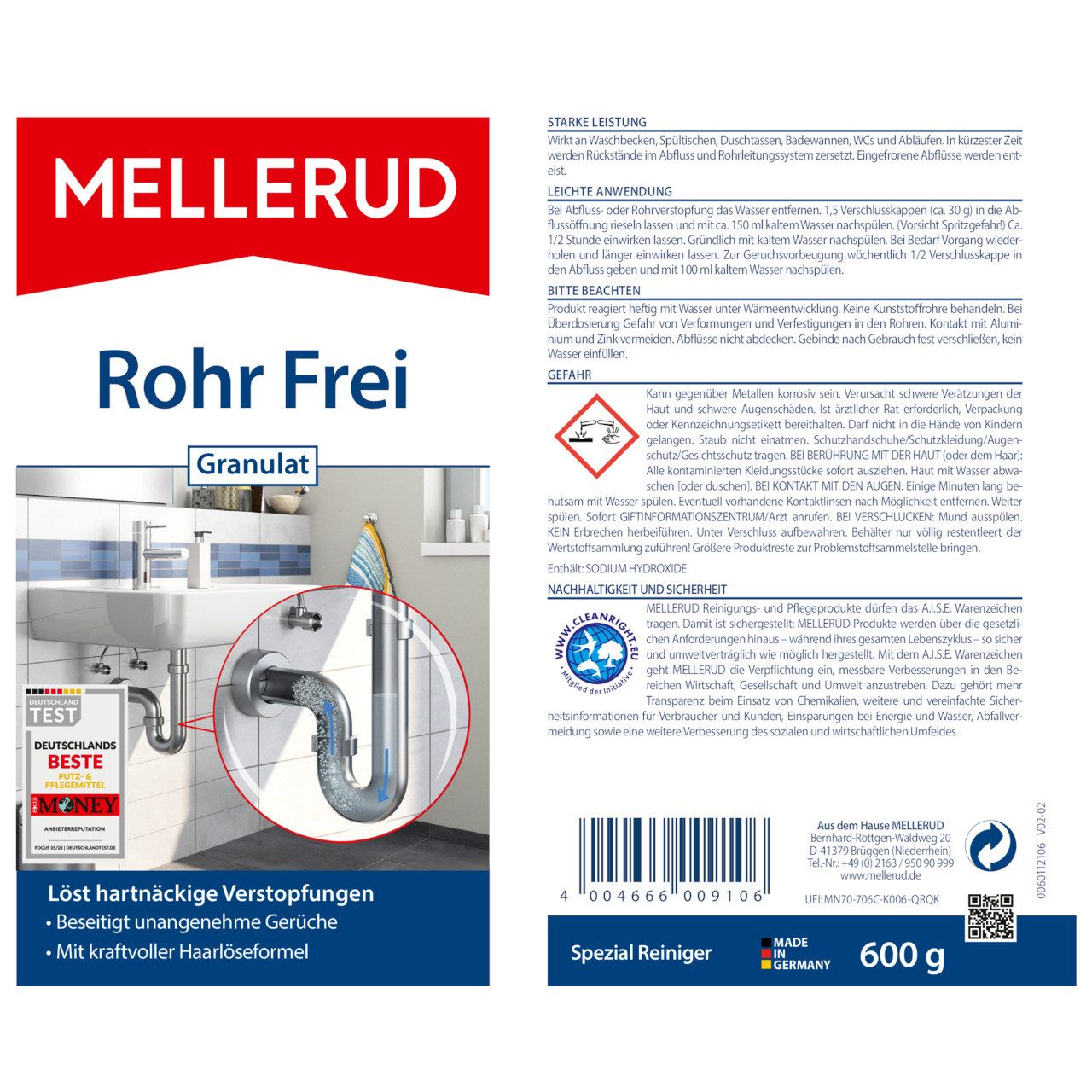 Mellerud Rohr Frei Granulat 0,6 kg Rohrreiniger