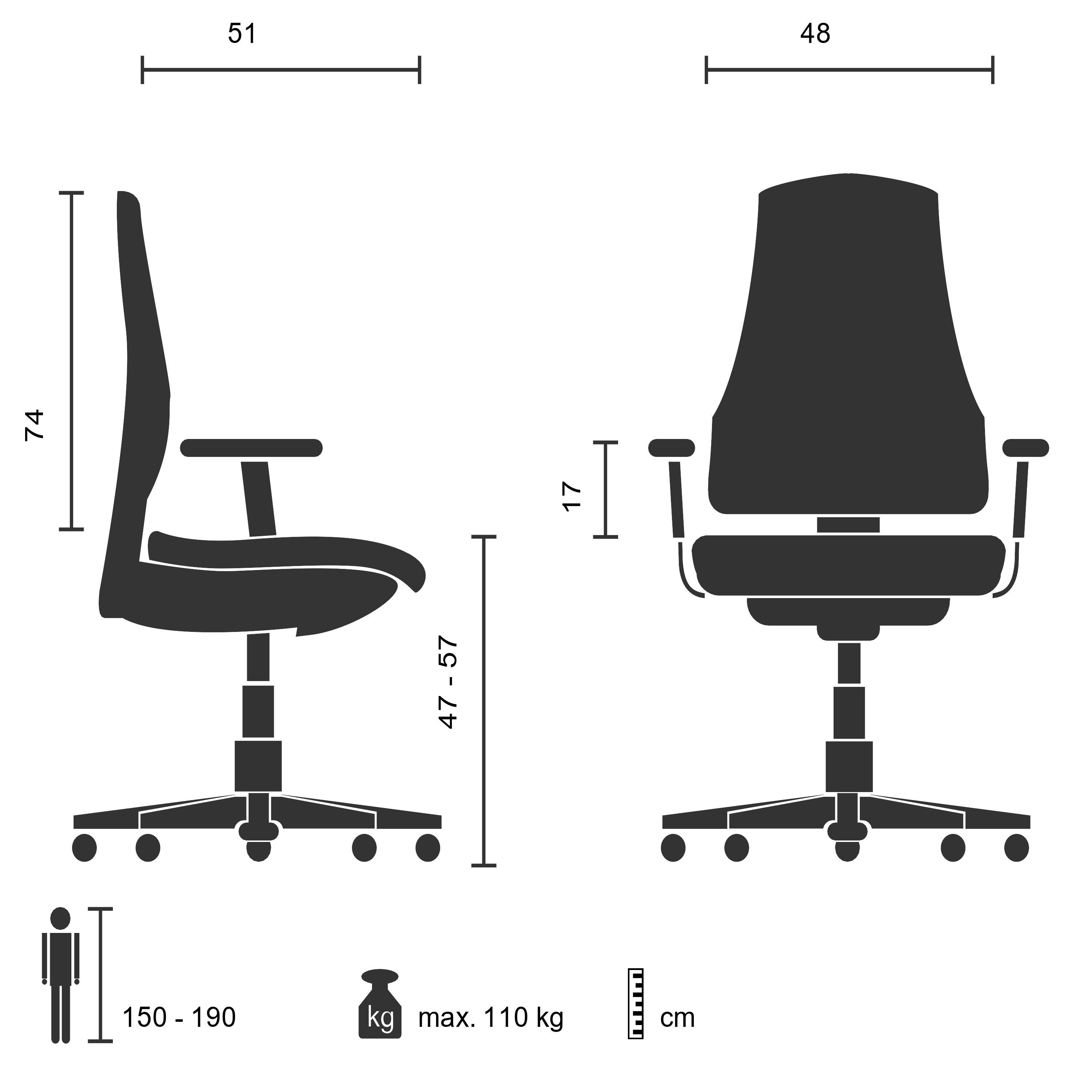 hjh OFFICE Drehstuhl Home Stoff Schreibtischstuhl Dunkelgrau ergonomisch (1 Office St), Bürostuhl SARANTO PLUS