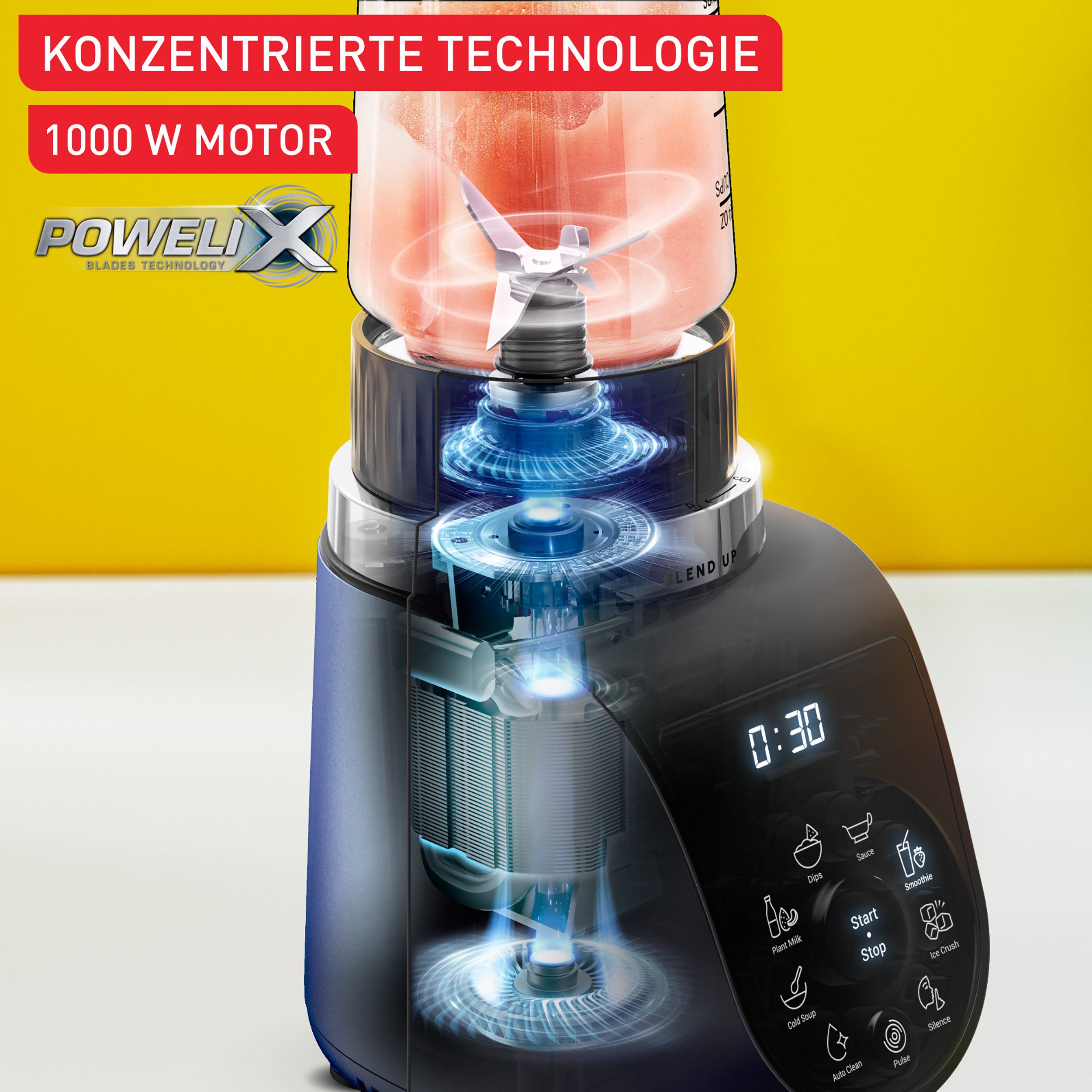Tefal Standmixer BL19H4 Blend Up, 1000 W, 8 automatische Programme, kompakt, Silence-Modus