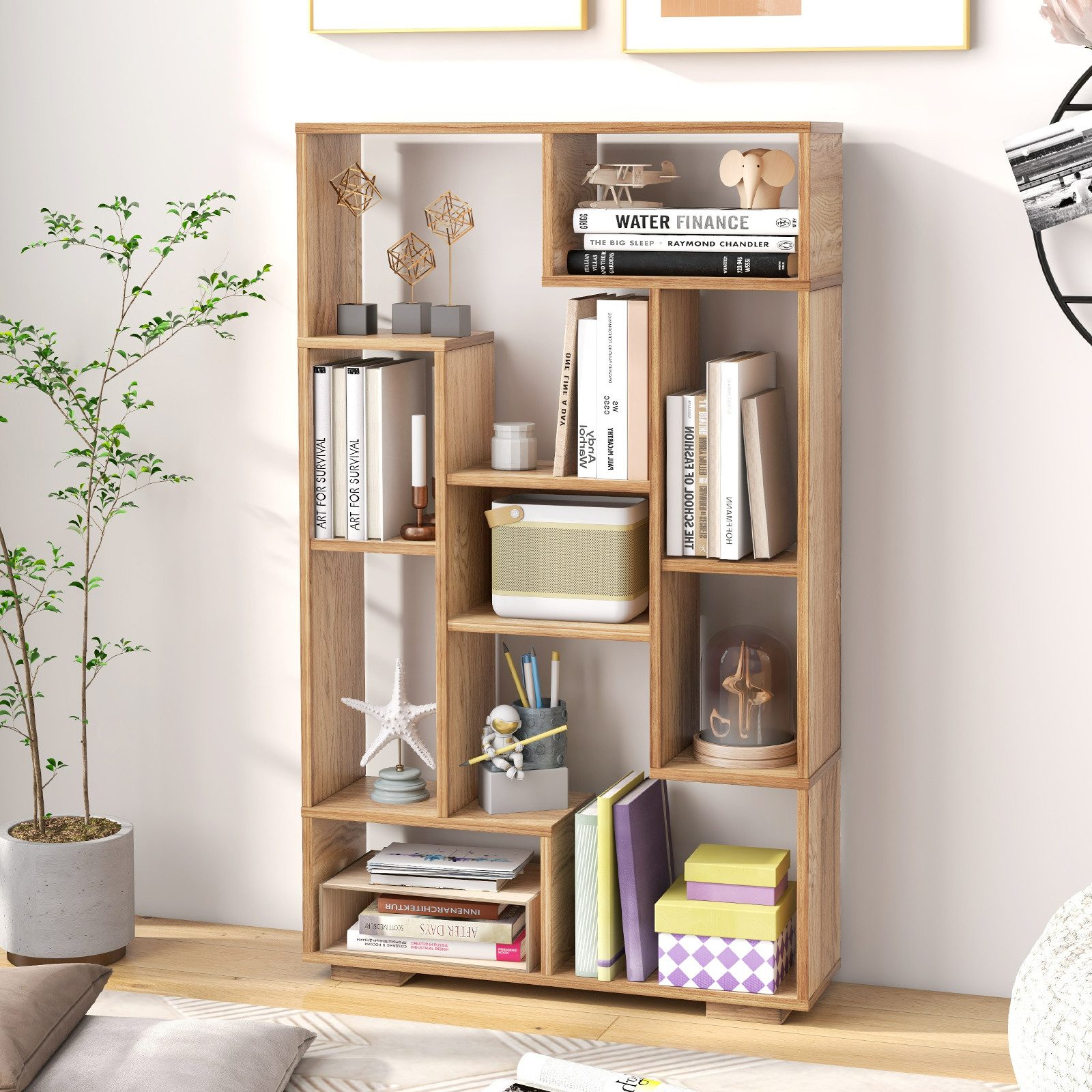 COSTWAY Bücherregal, Holz mit 9 Fächern, günstig online kaufen