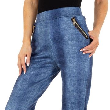 Ital-Design Leggings Damen Freizeit Jeansstoff Stretch Jeggings in Blau