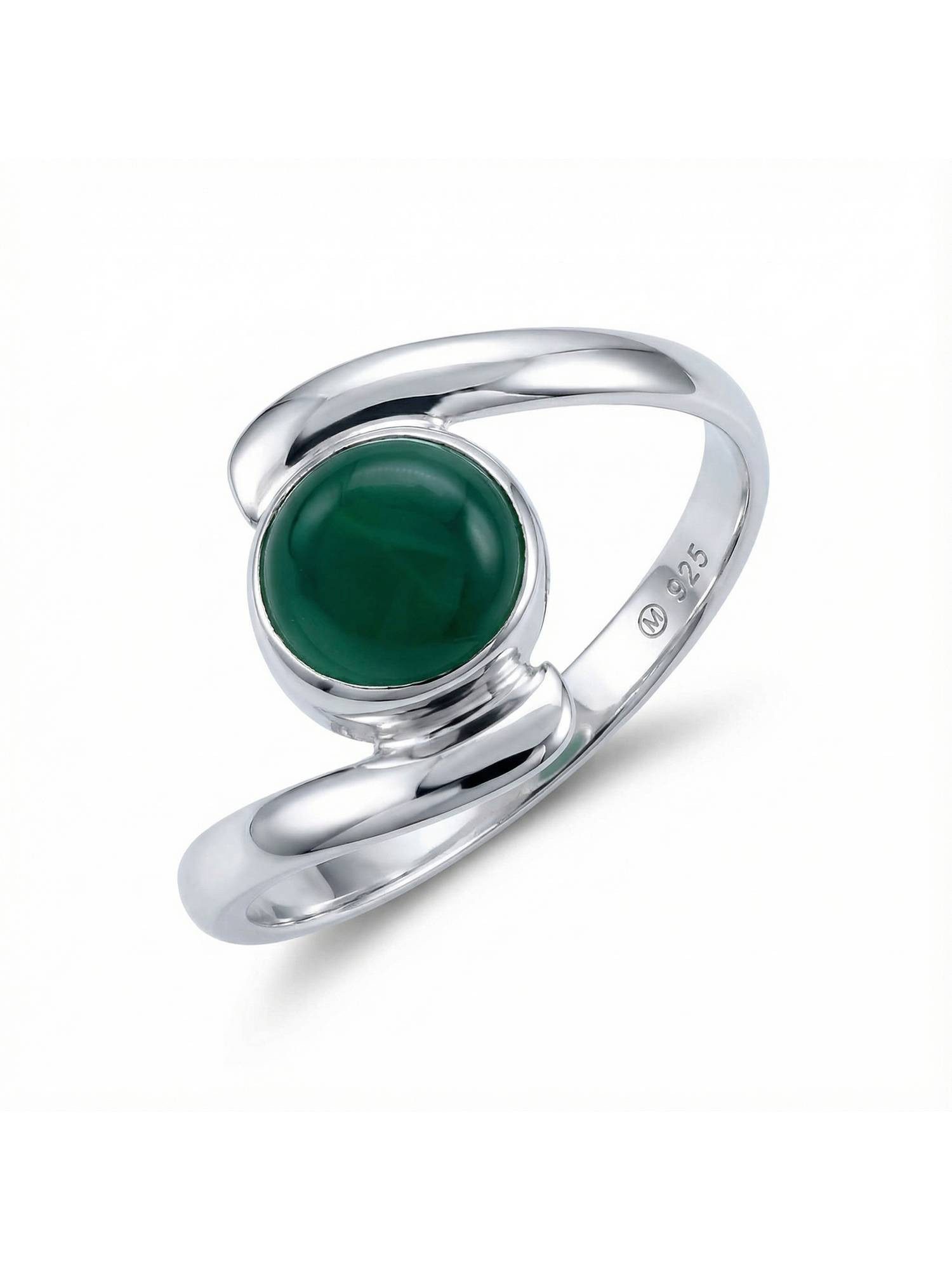 mantraroma Silberring SAMAYA aus 925 Silber mit grünen Onyx (Ring mit Schmuckbeutel), Damenring aus 925er Silber