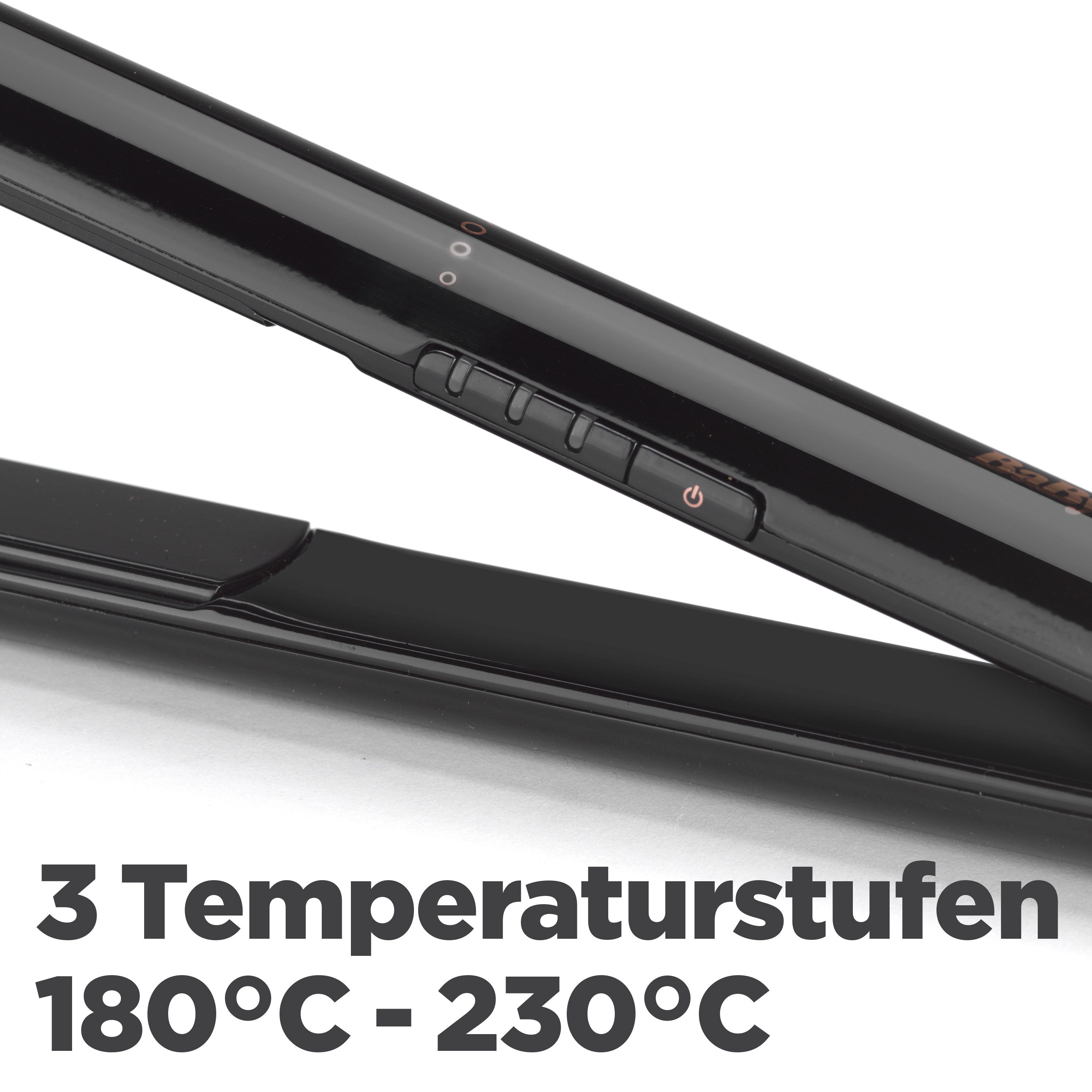 BaByliss Glätteisen Smooth Finish 230 Glätteisen Profi-Haarglätter, ST250E, Titan-Keramik-Beschichtung, 3 Temperaturstufen bis zu 230°C schwarz