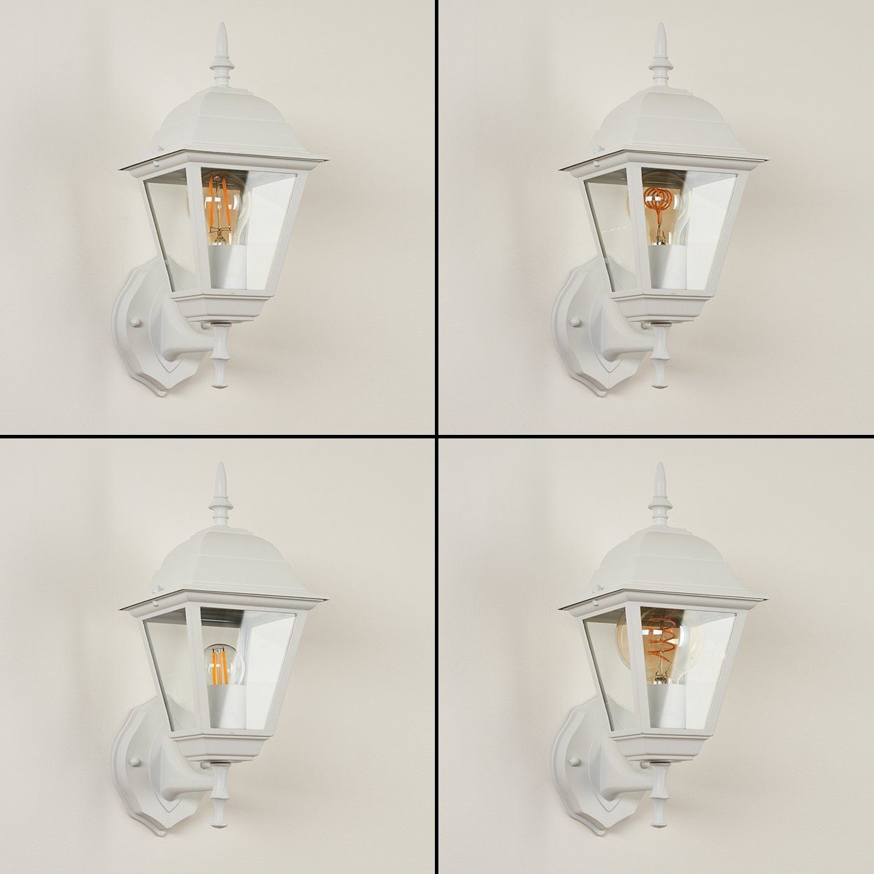 hofstein Außen-Wandleuchte »Quartucciu« klassische Wandlampe IP44 Weiß, Außenleuchte in Leuchtmittel, Echtglasscheiben, Metall/Glas E27, ohne aus mit
