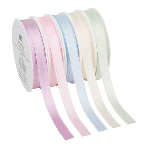 VBS Bastelband Satinband Pastell, 5er-Set