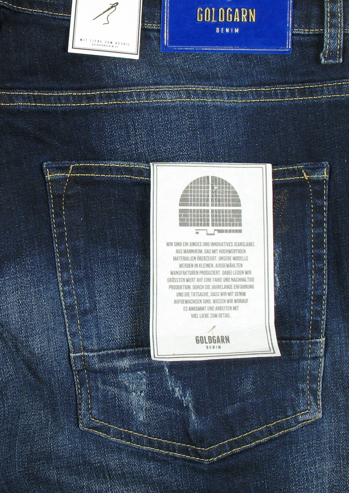 Goldgarn 5-Pocket-Jeans U2 distressed Darkblue 1030 Herren Slim Denim Fit