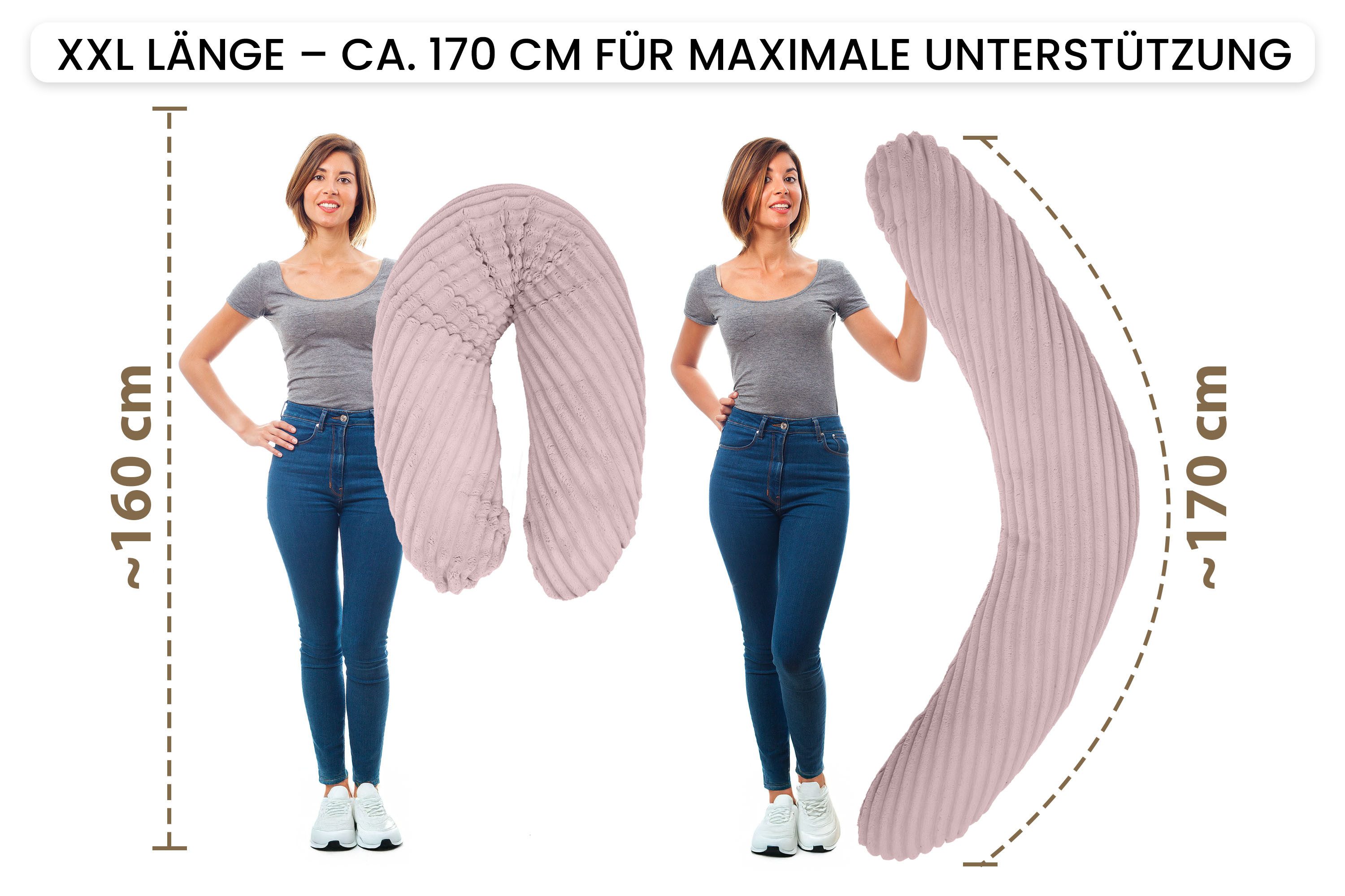 Amilian Stillkissenbezug 170 cm - Ersatzbezug, Bezug, Kissenbezug für Stillkissen, mit Reißverschluss, für Schwangerschaftskissen, Seitenschläferkissen – Bild 3 von 5