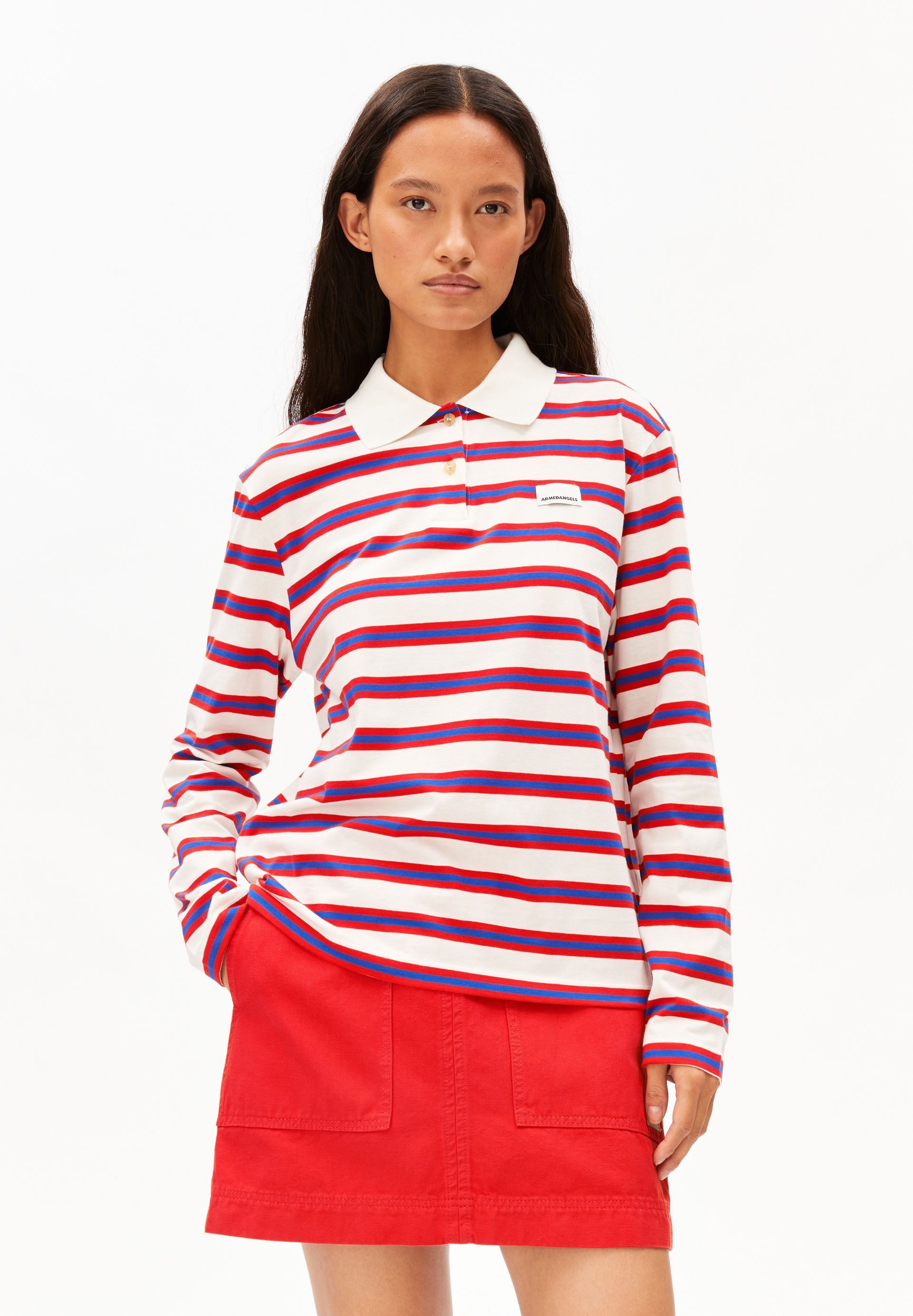 Armedangels Longsleeve STRIPE POLO Longsleeve aus Bio-Baumwolle Loose Fit