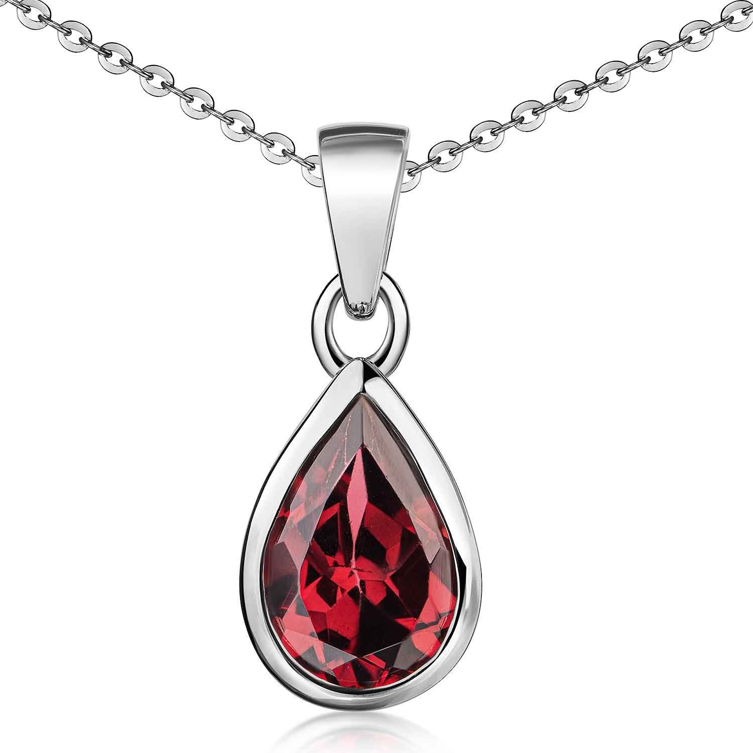 Materia Kettenanhänger Tropfen Granat Edelstein Rot KA-274, 925 Sterling Si günstig online kaufen