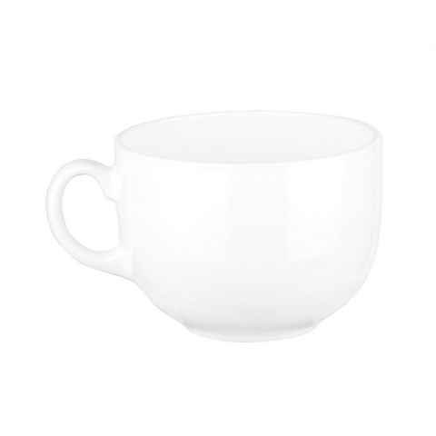 Luminarc Tasse Jumbotasse 600 ml XXL Teetasse weiß Opalglas Kaffeetasse, Glas