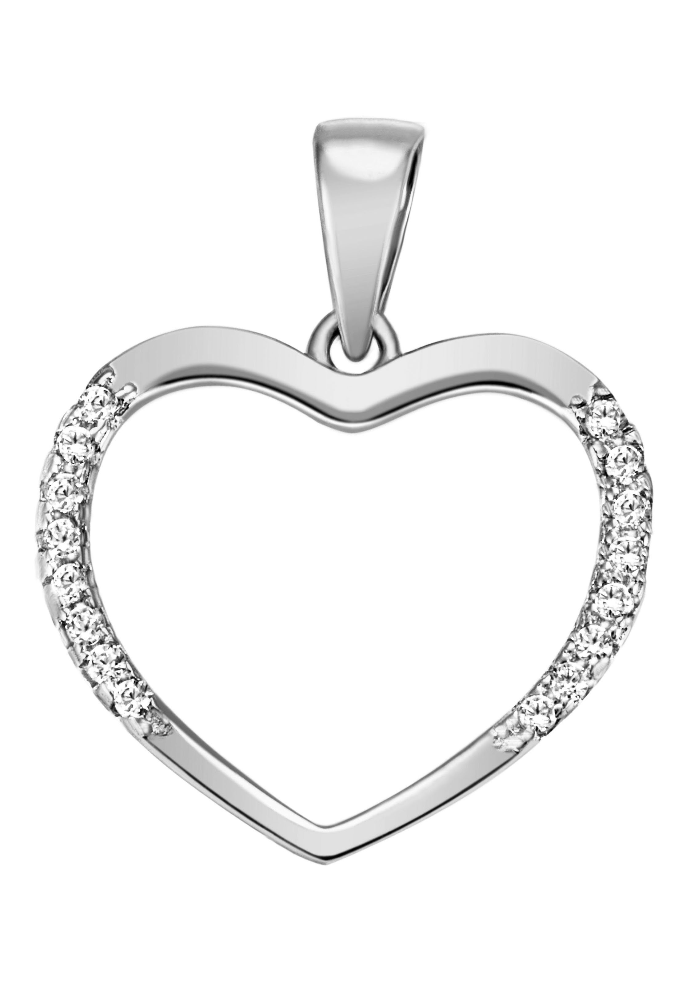 Firetti Kettenanhänger Schmuck Geschenk Silber 925 Halsschmuck Anhänger Herz "LIEBE", mit Zirkonia (synth)