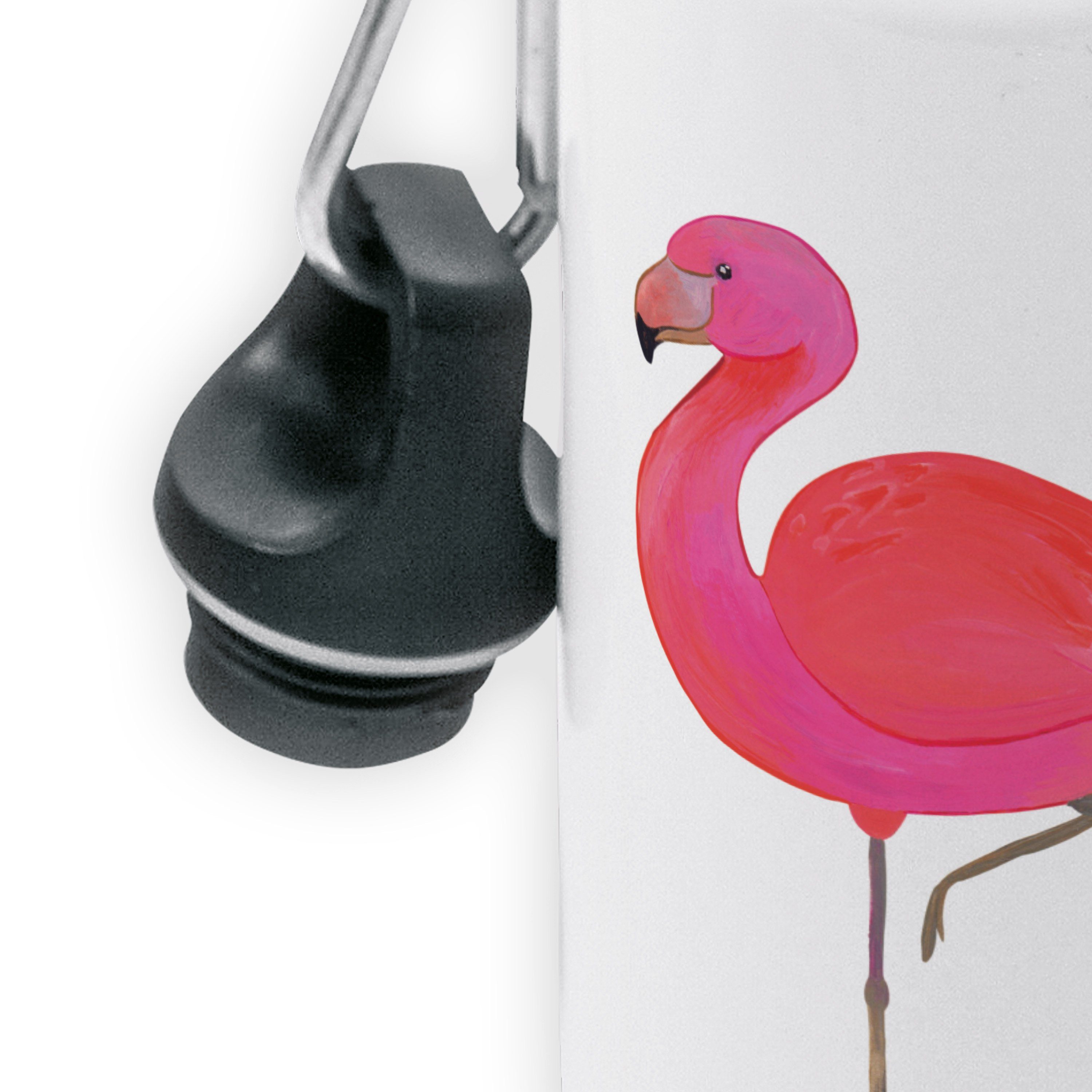 prächtig, glücklich, Geschenk, Kindergarten - - Trinkflasche Panda & Mr. classic Weiß Mrs. Flamingo