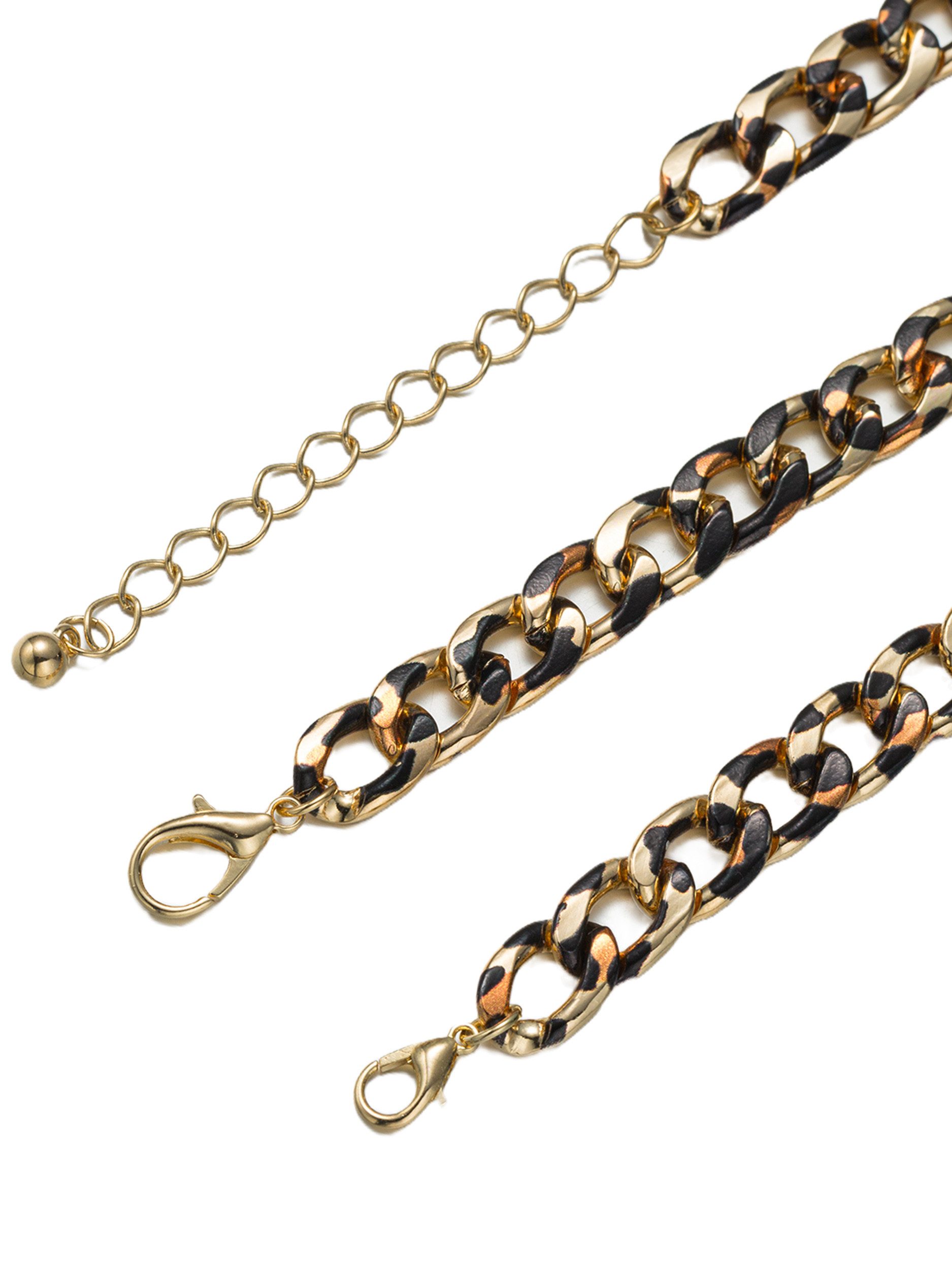 Aniston JEWELRY & WATCHES Ketten und Armband Set Multipack Schmuck Geschenk Kupfer Armkette Halskette Animalprint (Set, 2-tlg)