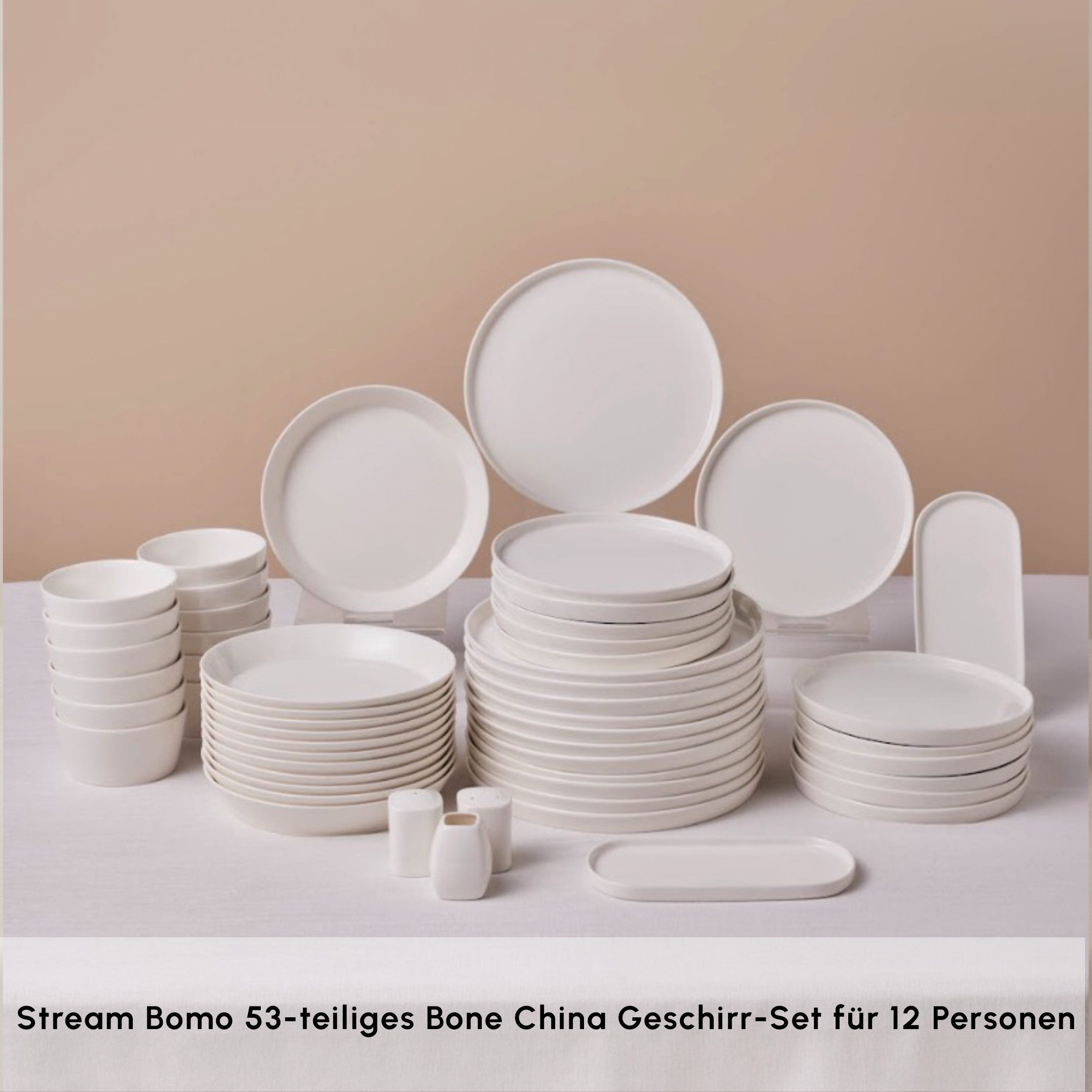 Karaca Geschirr-Set Stream Bone Bomo 53-teiliges Geschirrset für 12 Personen