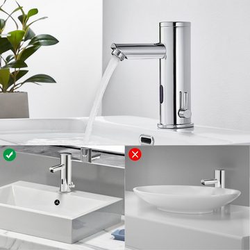 Auralum Waschtischarmatur Infrarot Sensor Wasserhahn Bad Waschtischarmatur Automatische mit Pop Up Abfluss Ablaufgarnitur Badarmatur für Handwaschbecken