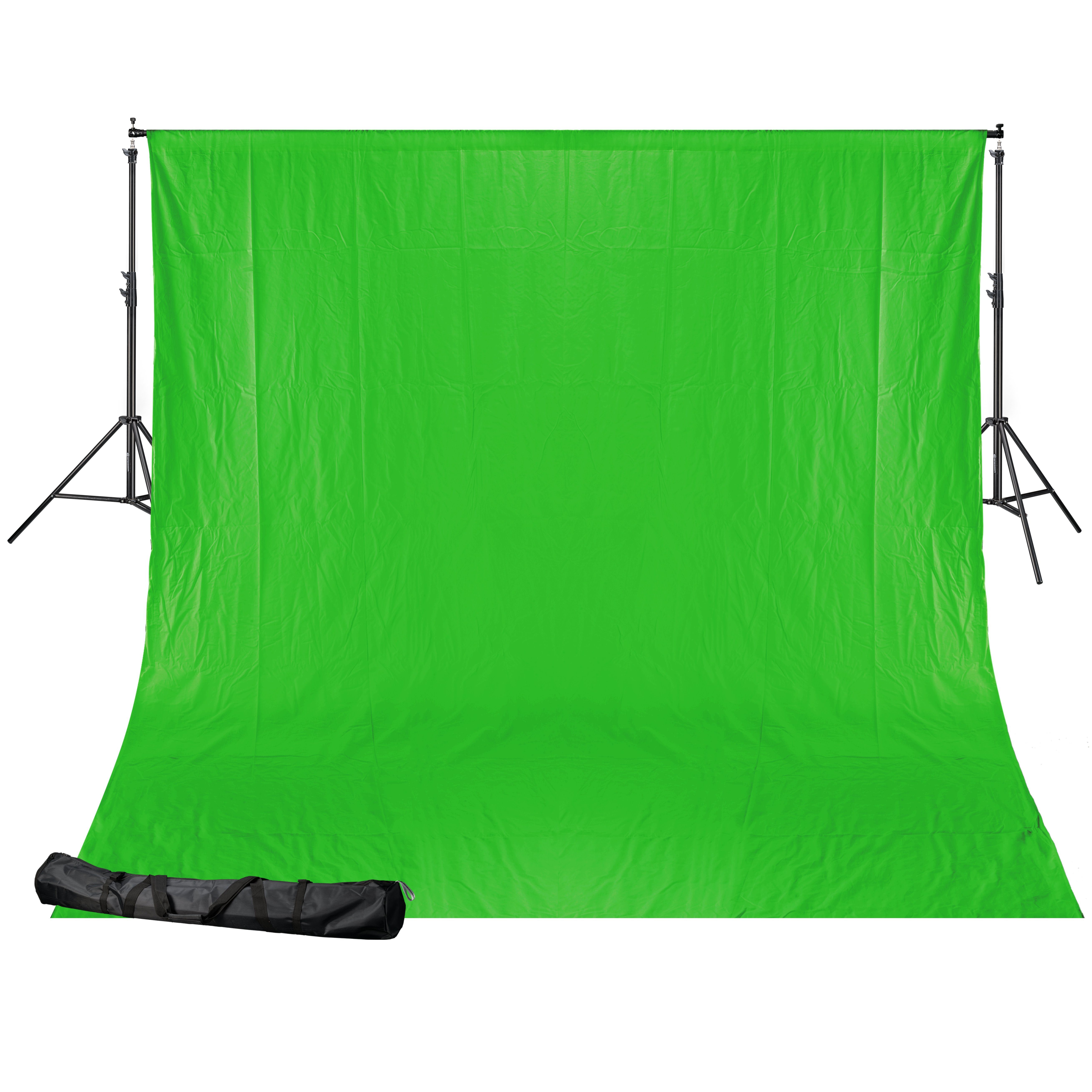 2,5 Aufhängesystem x BRESSER Grün Hintergrundsystem 3m + BR-D24 Hintergrundstoff Chromakey