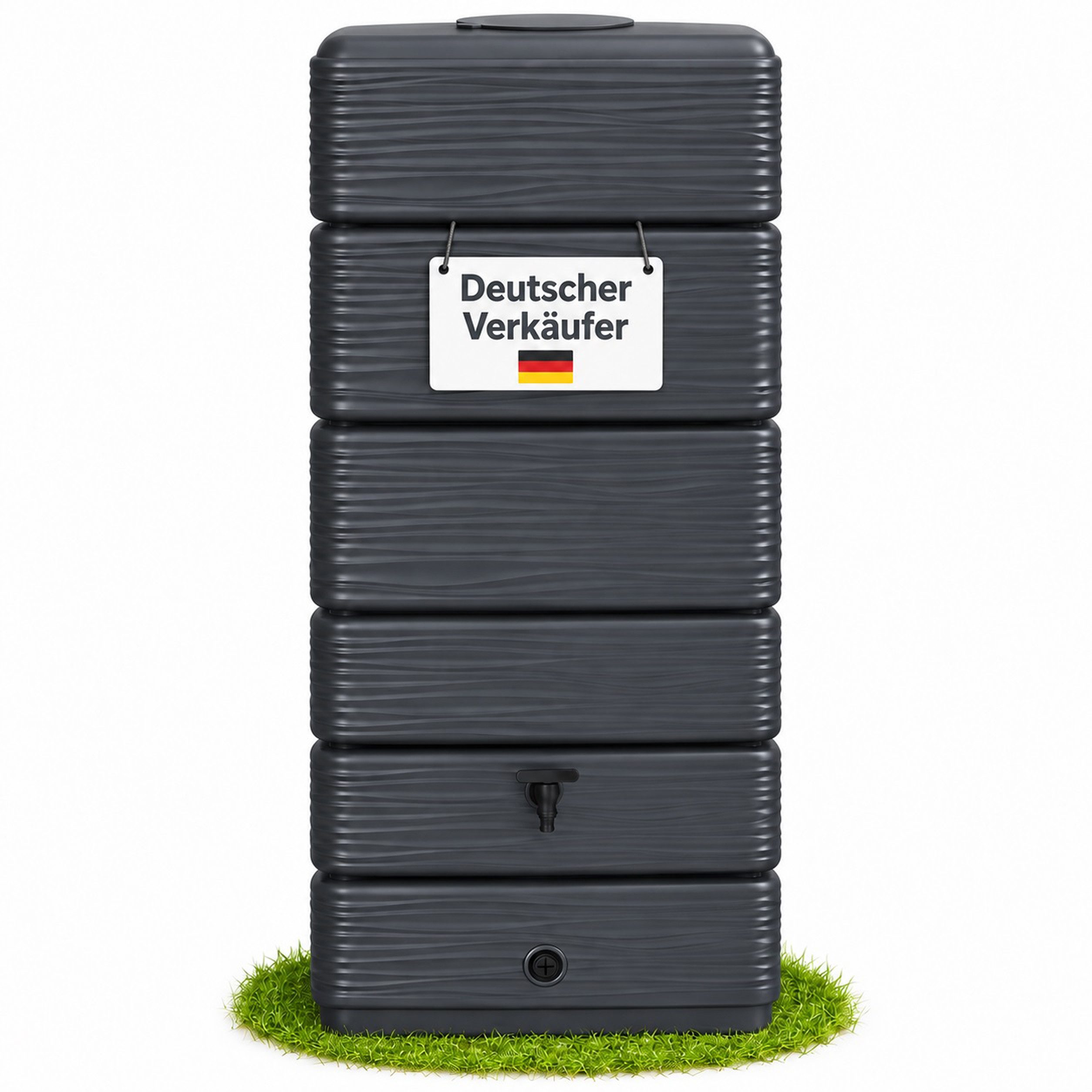 ONDIS24 Regenwassertank Wasserspeicher Wandtank Eco 300/310 Liter, 300 l, anthrazit Komplettset inkl. Deckel