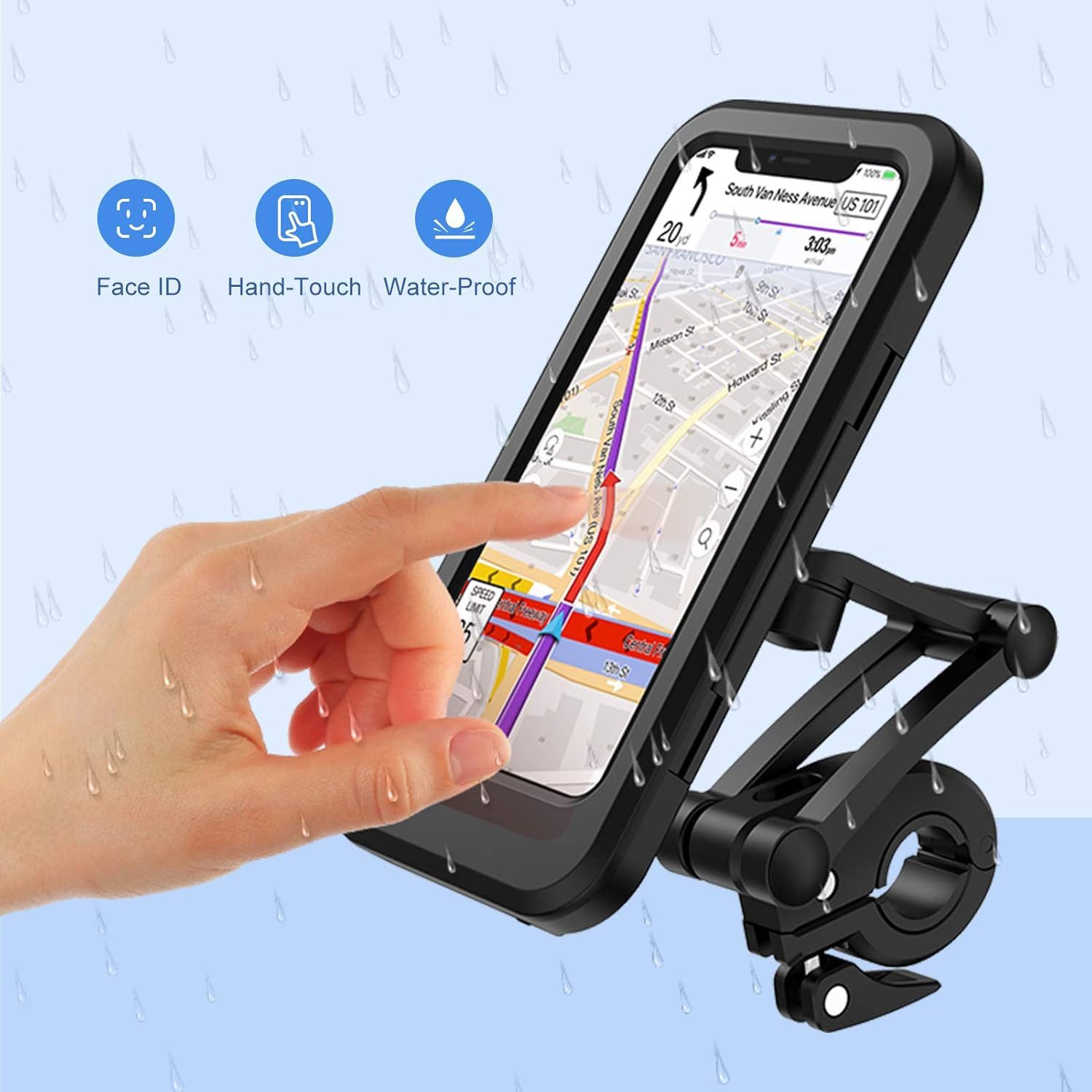 Innocase Handy-Halterung Motorrad Handyhalterung wasserdicht - Mit Touchscreen & 360° Drehung