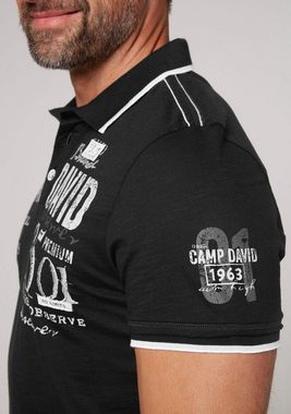 CAMP DAVID Poloshirt mit Logo Print, Stickereien und Patches