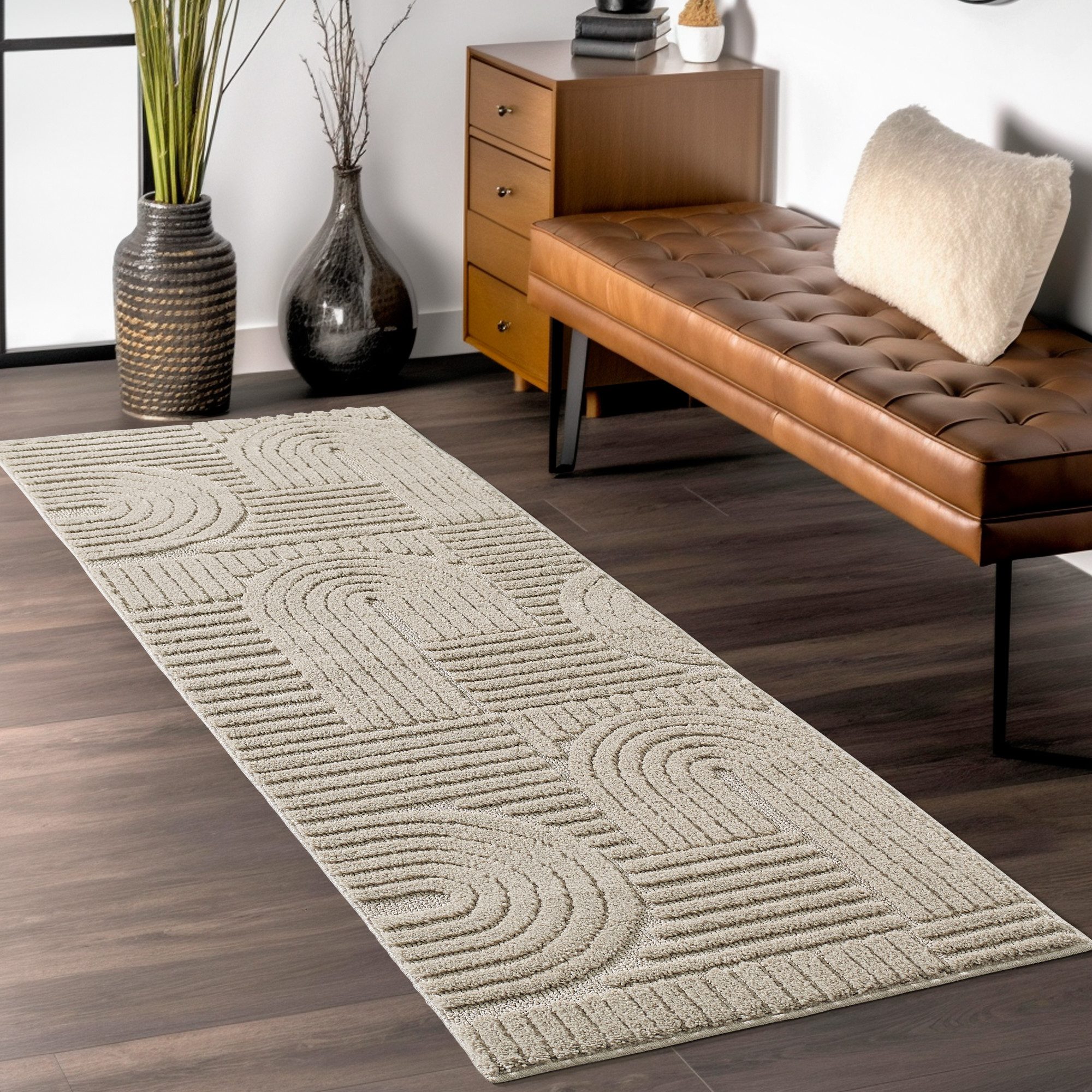 Teppium Designteppich Boho-Design, Rechteckig, Höhe: 20 mm, Teppich Wohnzimmer Boho Design 3D Optik Skandinavische Stil