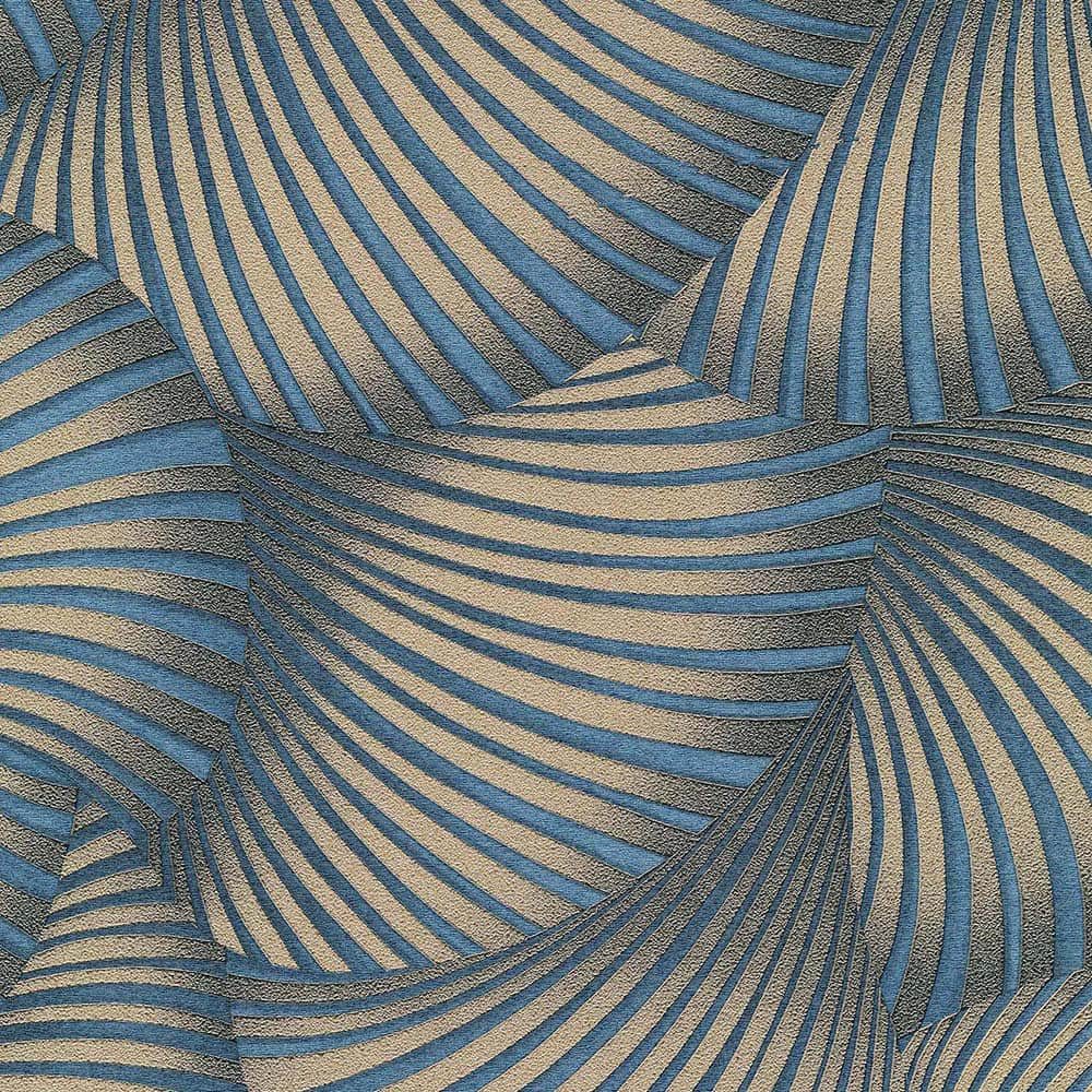 Erismann Vliestapete Fächer Streifen Blau Gold Metallic 10525-08 Guido Maria Kretschmer