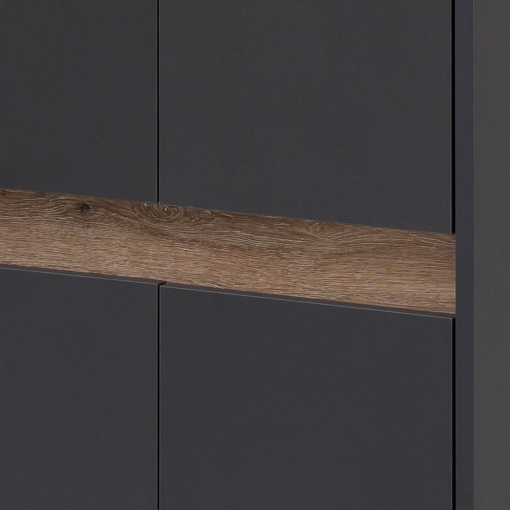 Lomadox Hochschrank Corato CORATO-80 in Anthrazit mit Absetzung in Wildeiche Nb. 56,9/164,5/33 cm