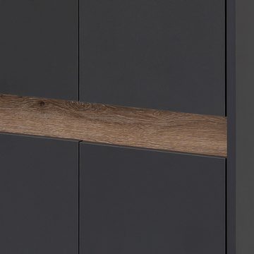 Lomadox Hochschrank Corato CORATO-80 in Anthrazit mit Absetzung in Wildeiche Nb. 56,9/164,5/33 cm