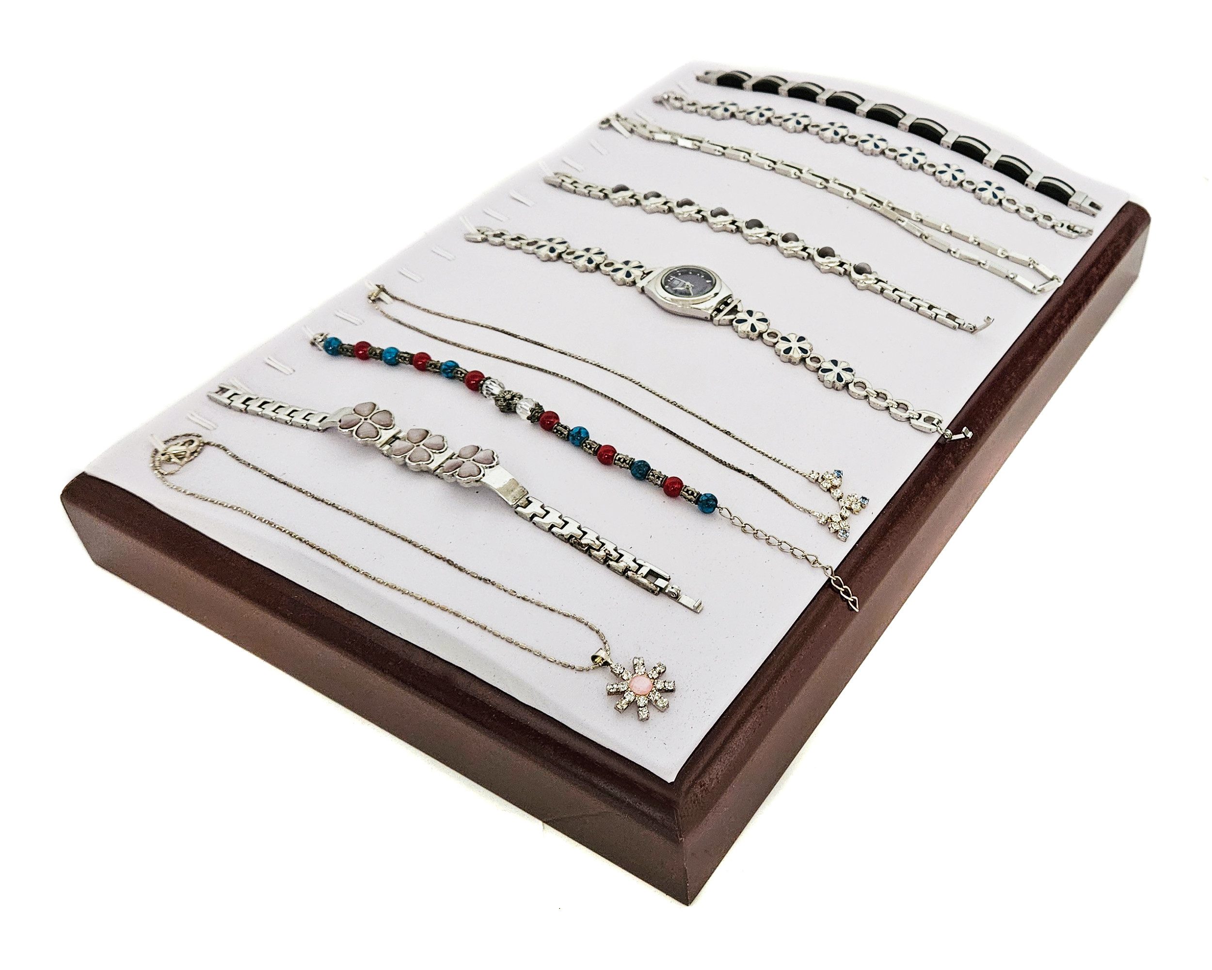 Yudu Schmuckkasten Holz - Vorlagebrett mit 20 Haken für Ketten/ Armbänder Kunstleder