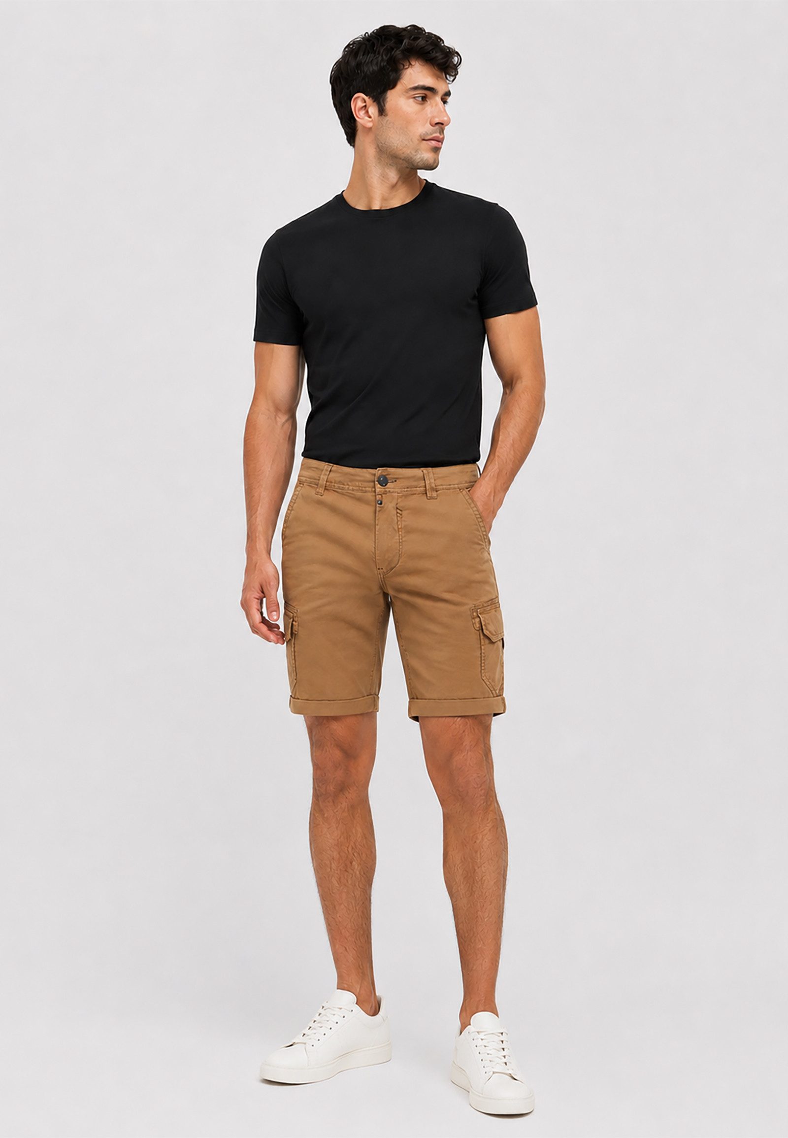 TIMEZONE Cargoshorts Slim Fit Cargotaschen Zip Fly Mittlere Bundhöhe Casual für Herren (1-tlg) Baumwolle Slim Fit Einfarbig atmungsaktiv Reißverschluss