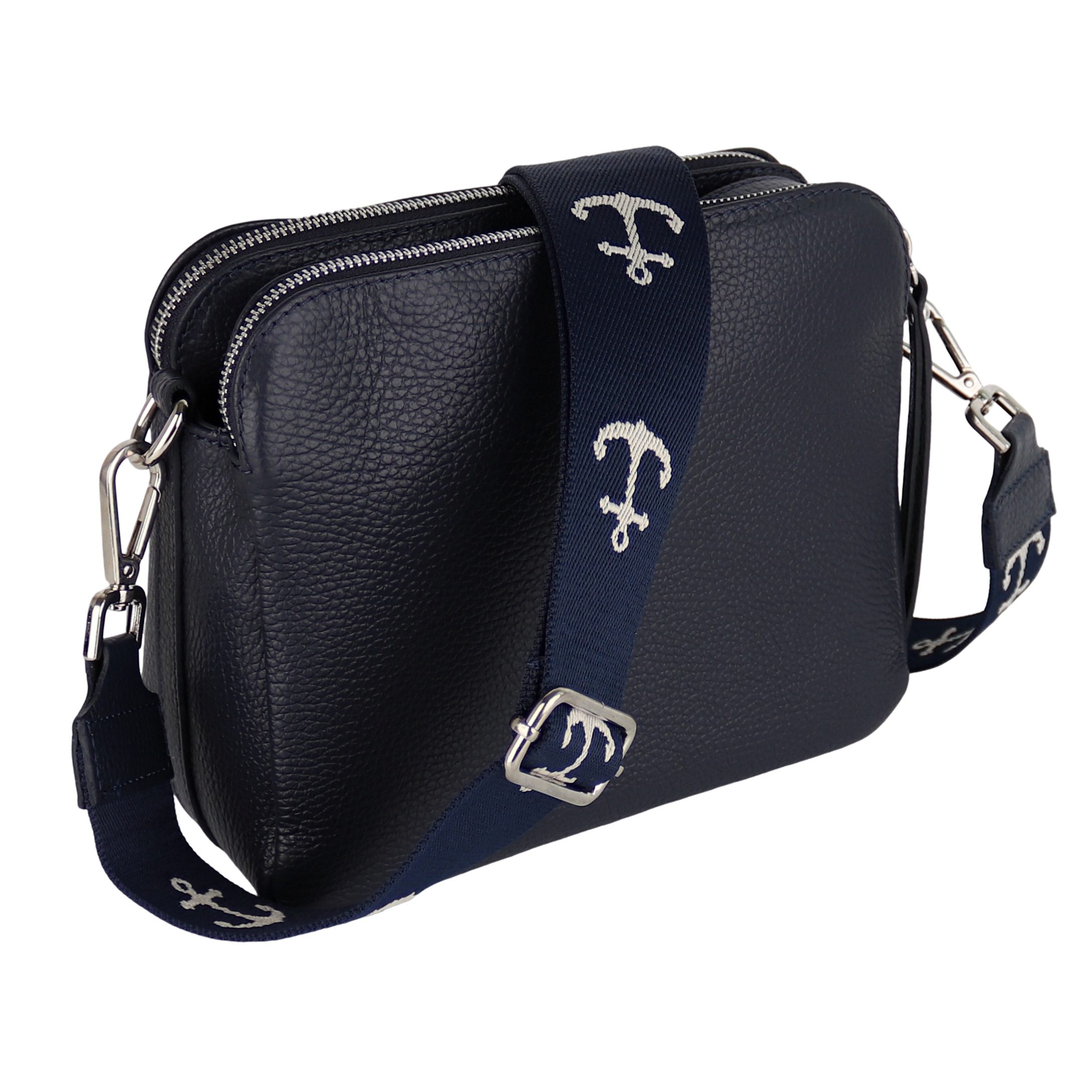 MIRROSI Schultertasche aus Echtleder, hergestellt in Italien, mit 2 Riemen (ca.24x18x9cm), Umhängetasche, Crossbody Bag, verstellbaren Schulterriemen