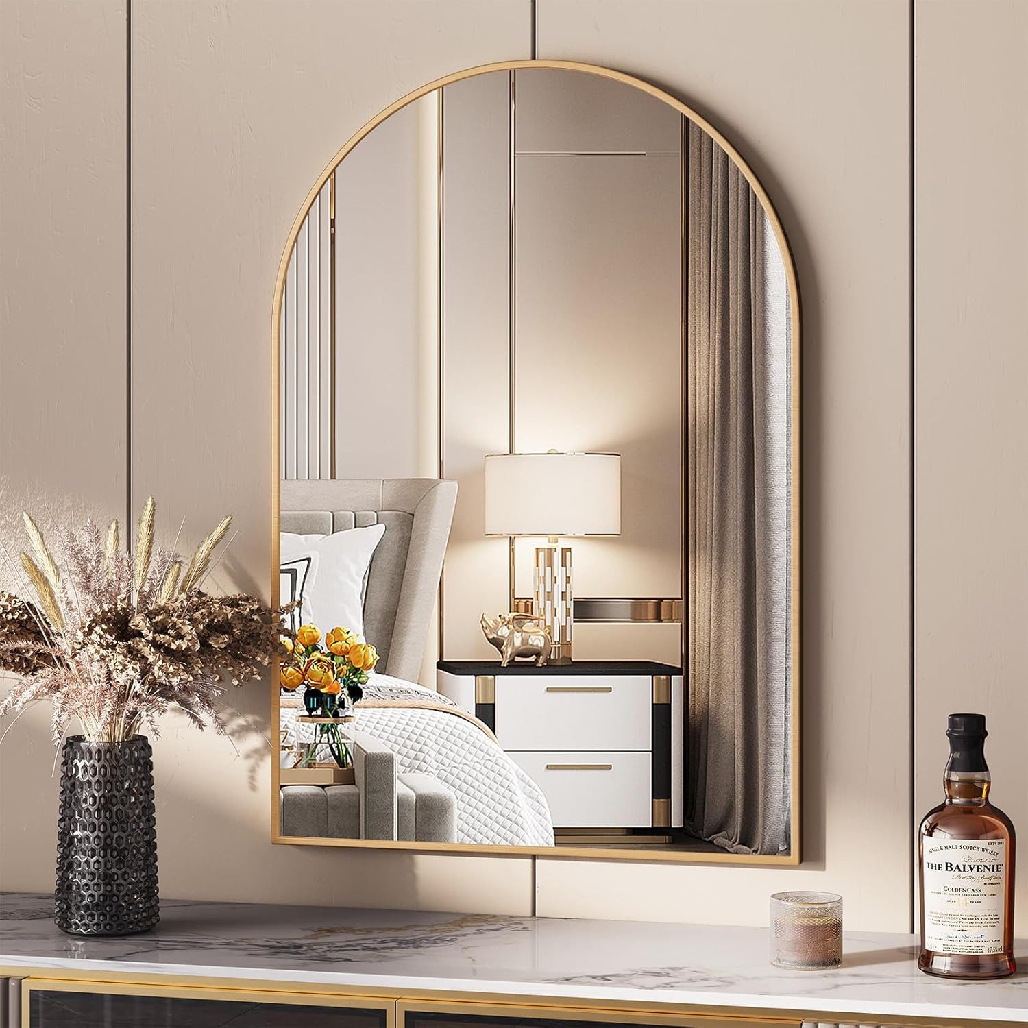 TLGREEN Wandspiegel (Bogen Wandspiegel mit Gold, günstig online kaufen