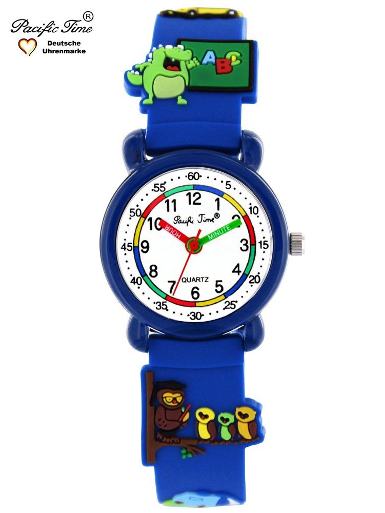 Time blau Versand Quarzuhr Pacific Armbanduhr Schulstart Lernuhr Gratis Kinder Silikonarmband,