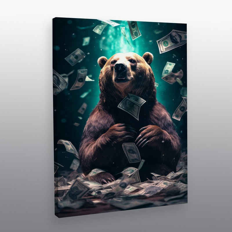Hustling Sharks Leinwandbild Bären-Bild als XXL Leinwandbild "Bear Money" - exklusives Tierbild, in 7 unterschiedlichen Größen verfügbar
