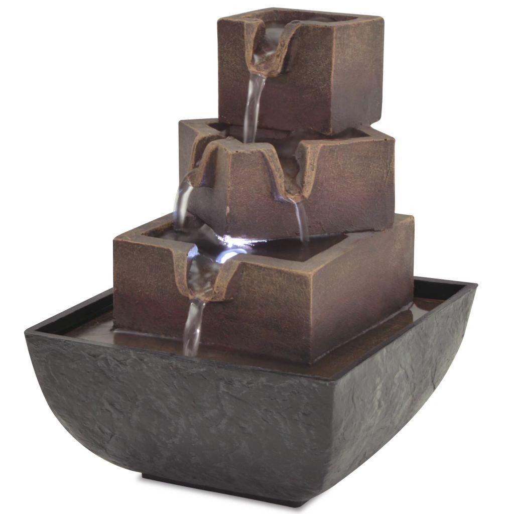 vidaXL Gartenbrunnen Zimmerbrunnen mit LED Polyresin