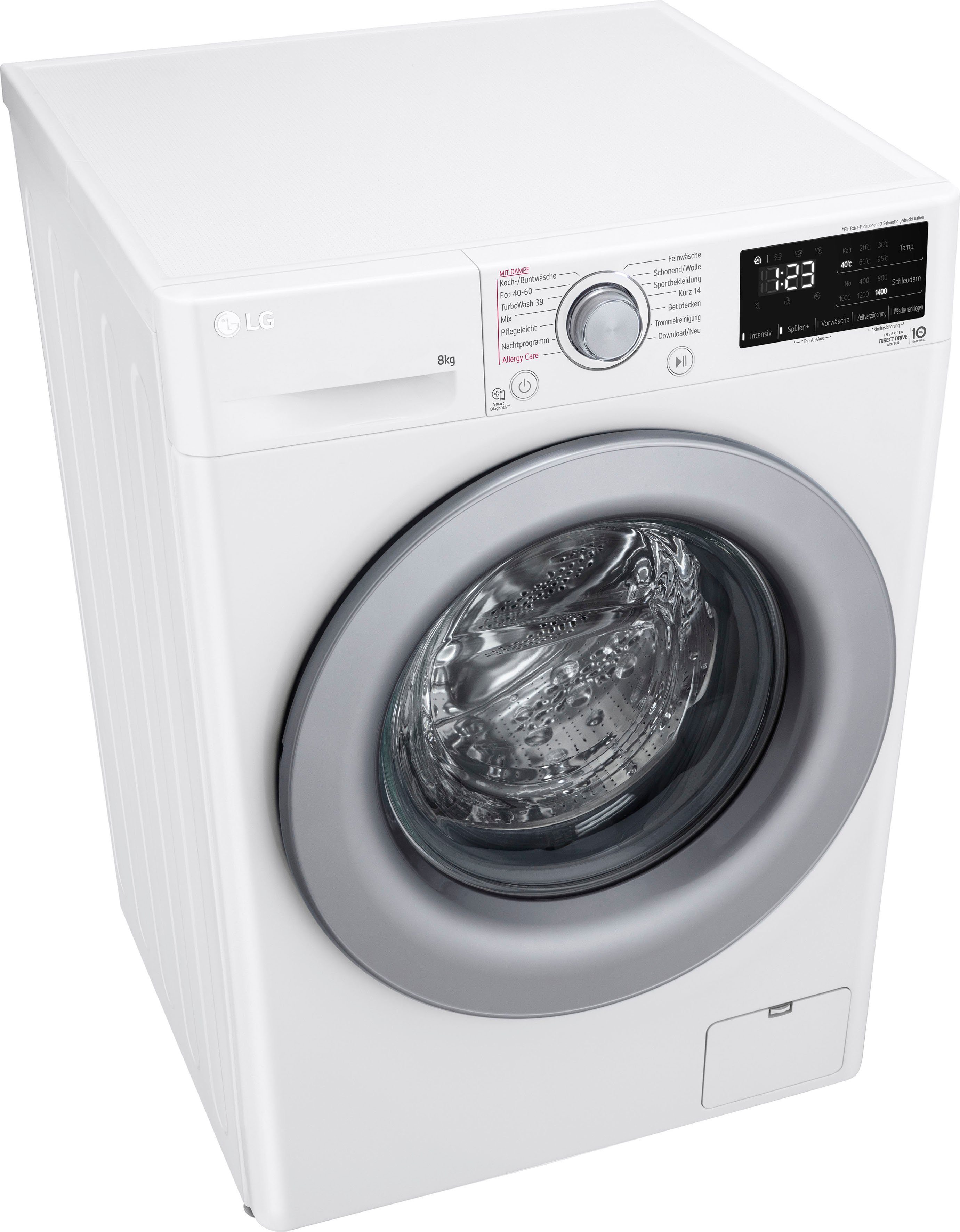 LG Waschmaschine Serie 3 8 F4WV3284, Steam: wie Programmen mit speziellen U/min, Tiefenreinigung kg, Allergy mit Dampf Care 1400