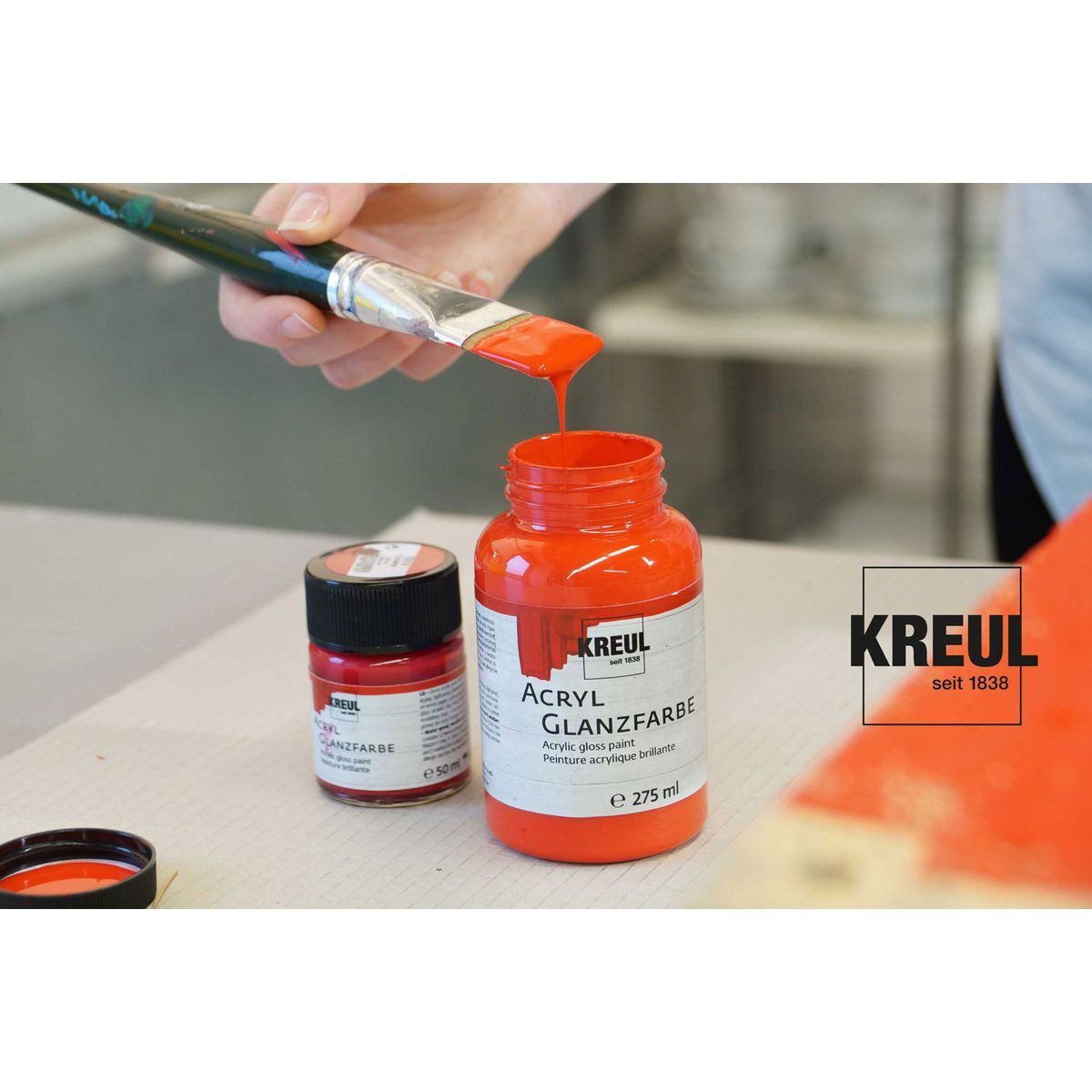 C. KREUL Acrylfarbe KREUL Acryl Glanzfarbe blau 50ml Glas