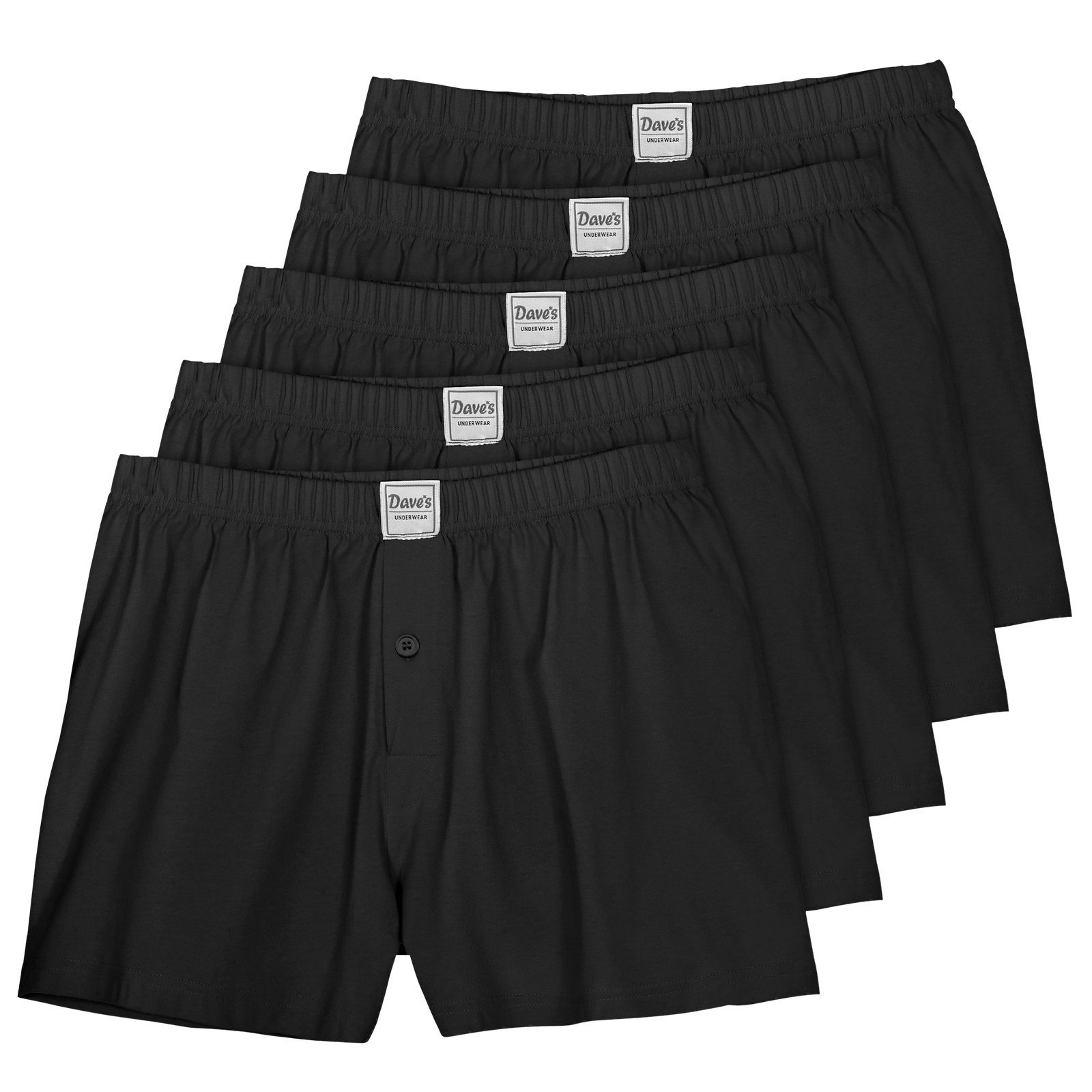 Boxershorts Dave's 5er-Pack Boxershorts schwarz große Größen