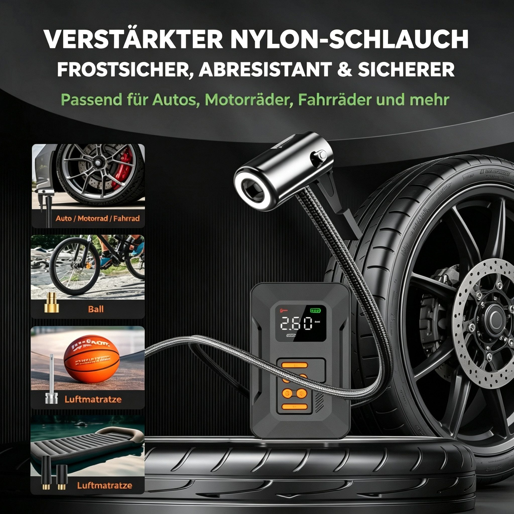 Vornix Starthilfe Powerbank Auto 18000mAh(12V),4-in-1 Starthilfegerät Autobatterie-Ladegerät (Starthilfe Powerbank mit Luftkompressor) – Bild 4 von 5