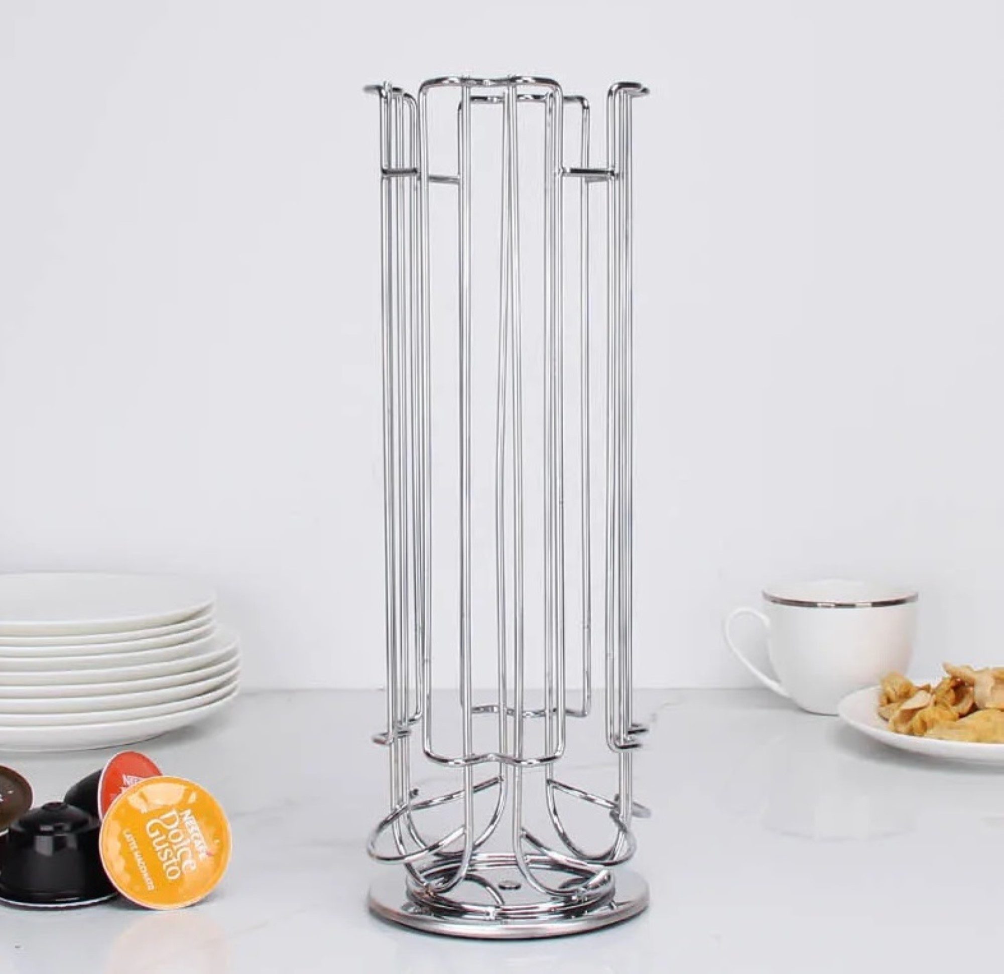 Cheffinger Kapselspender Kaffeekapsel Ständer drehbar für 32 Kapsel kompatibel mit Dolce Gusto