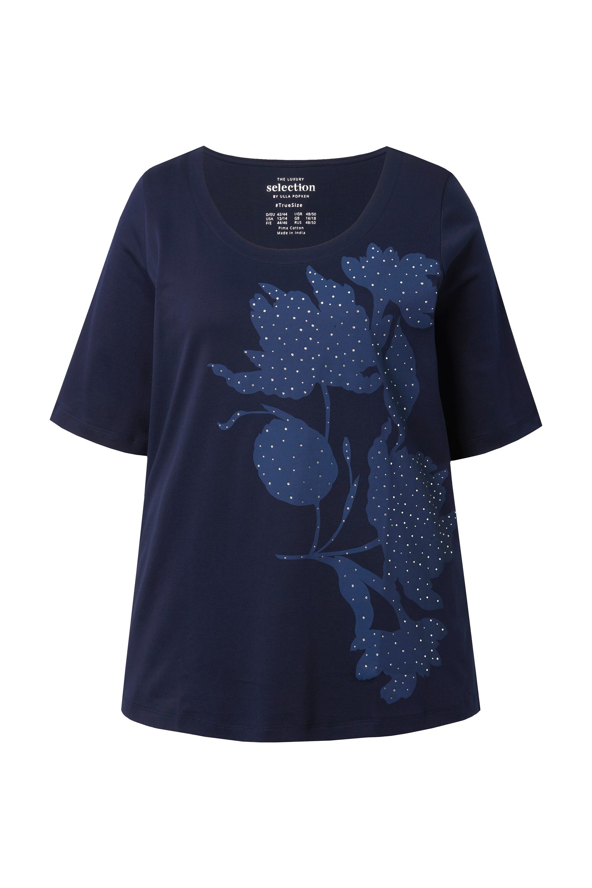 Ulla Popken T-Shirt T-Shirt A-Linie Rundhals Halbarm Pima Cotton günstig online kaufen