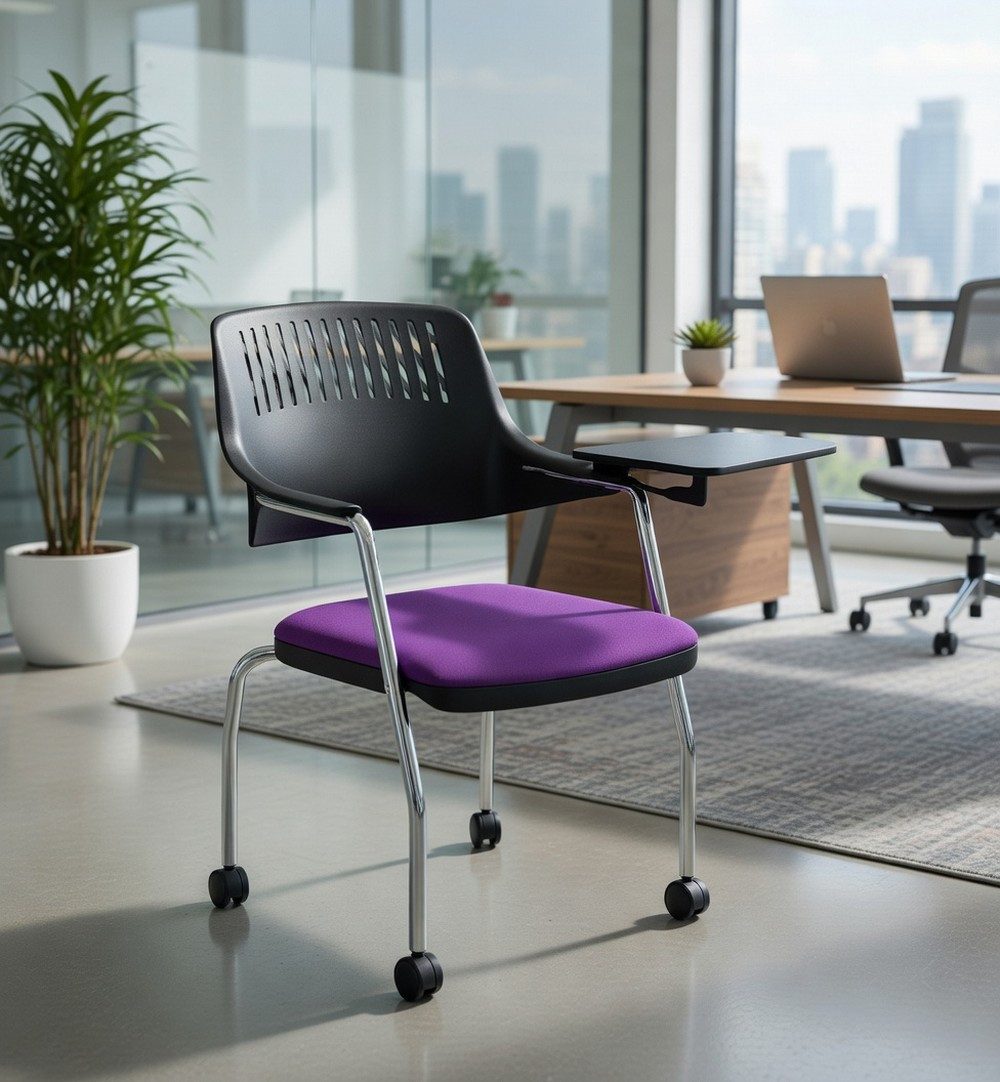 Xlmoebel Besucherstuhl Lila Bürosessel mit ergonomischem Design und praktischer Ablage, Made in Europa