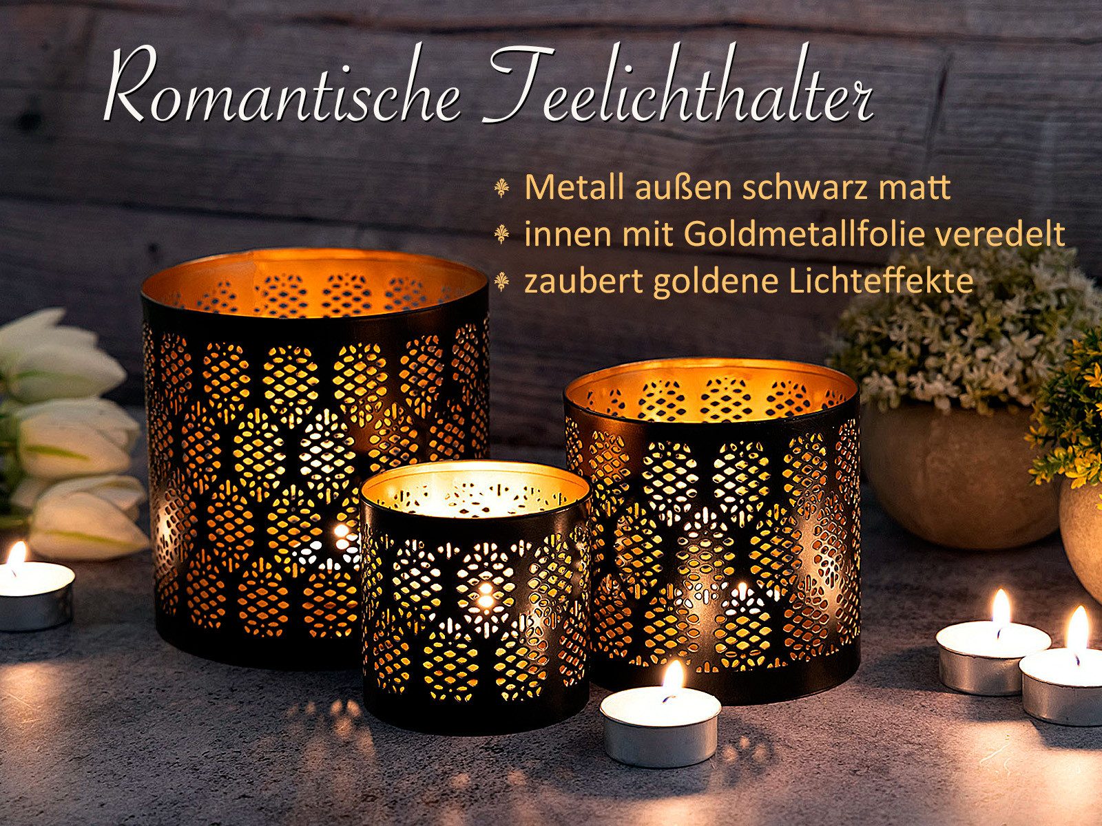 Amagohome Teelichthalter Kerzenständer 3er Set Windlicht günstig online kaufen