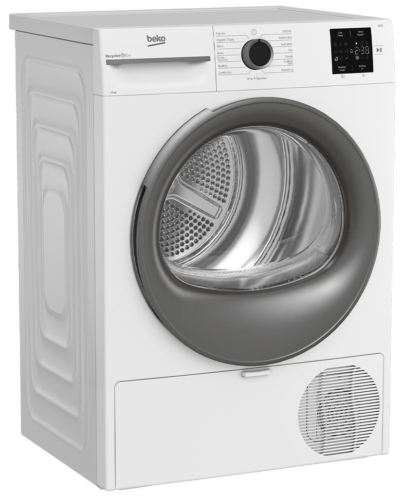BEKO Wärmepumpentrockner BM3T30210W1, Hygiene Trocknen & Auffrischen, Knitterschutz