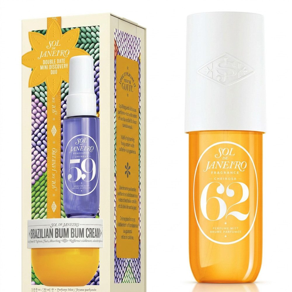 Sol de Janeiro Pflege-Geschenkset Sol de Janeiro Double Date und Cheirosa 62 Pflege und Duft Set, Kombiniertes Pflege und Duft Set für Körper und Haare